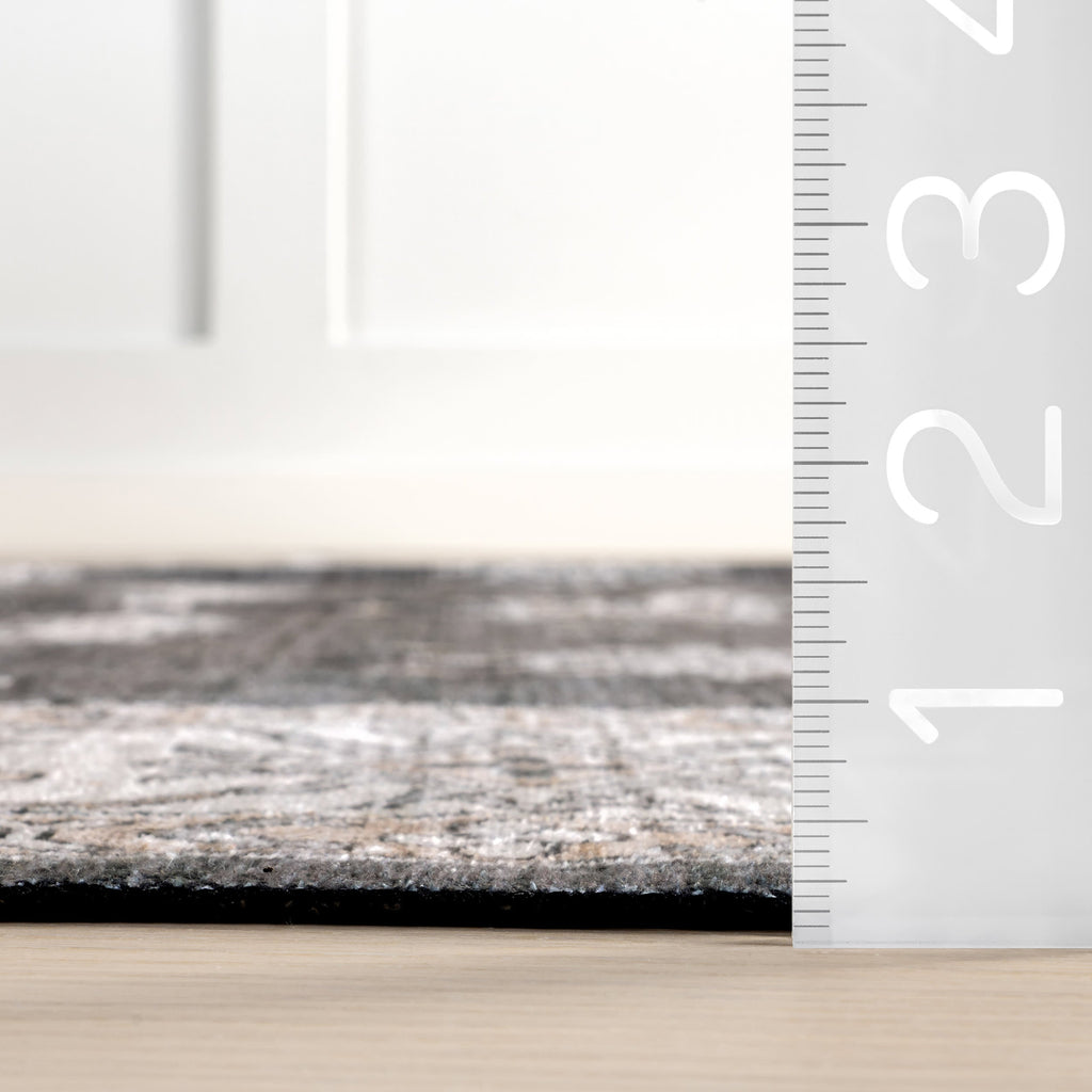Andrea Bordered Washable Rug | Charcoal