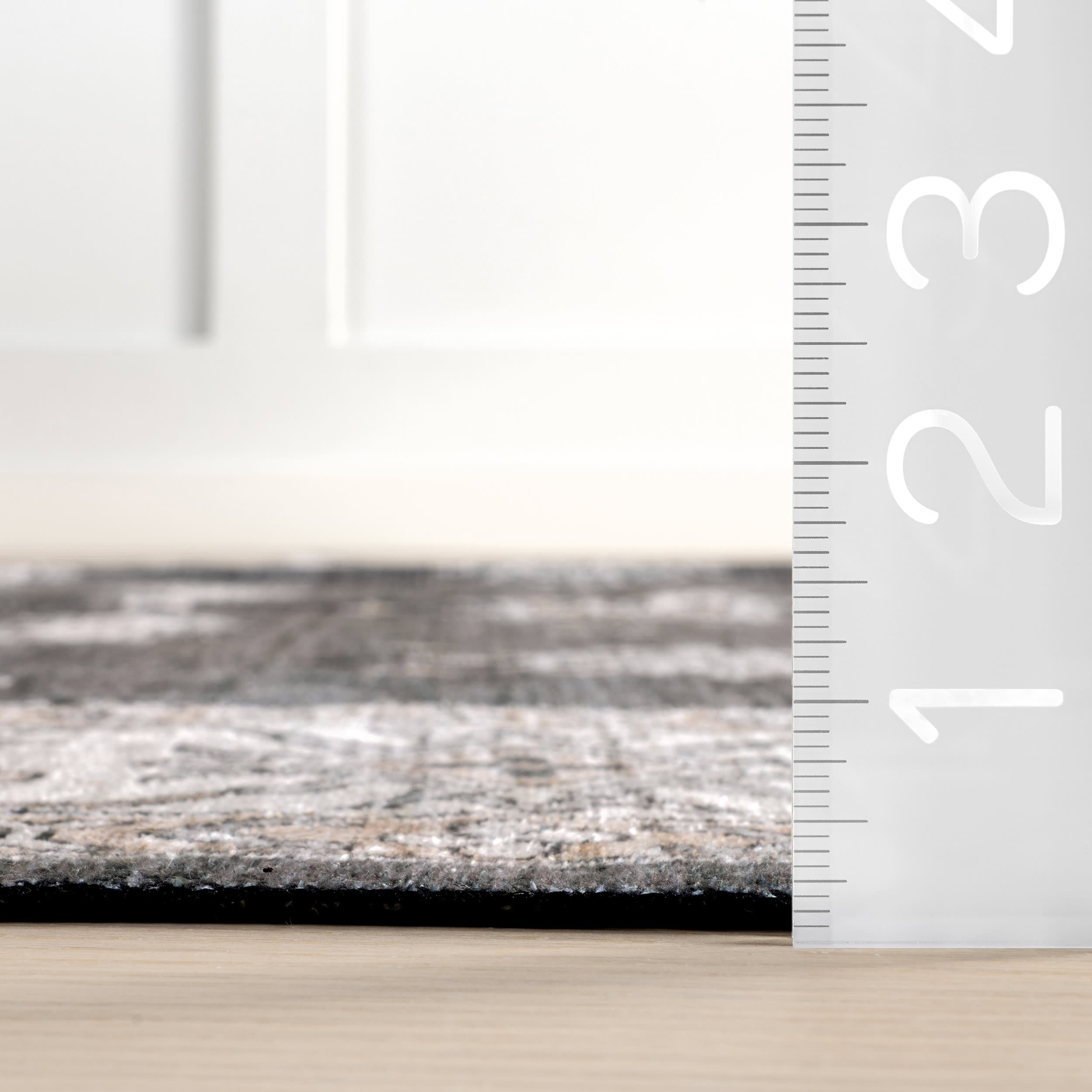 Andrea Bordered Washable Rug | Charcoal