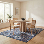 Sati Floral and Paisley Washable Rug | Dark Blue
