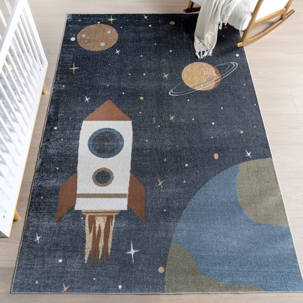 Scottie Kids Outerspace Washable Rug | Beige