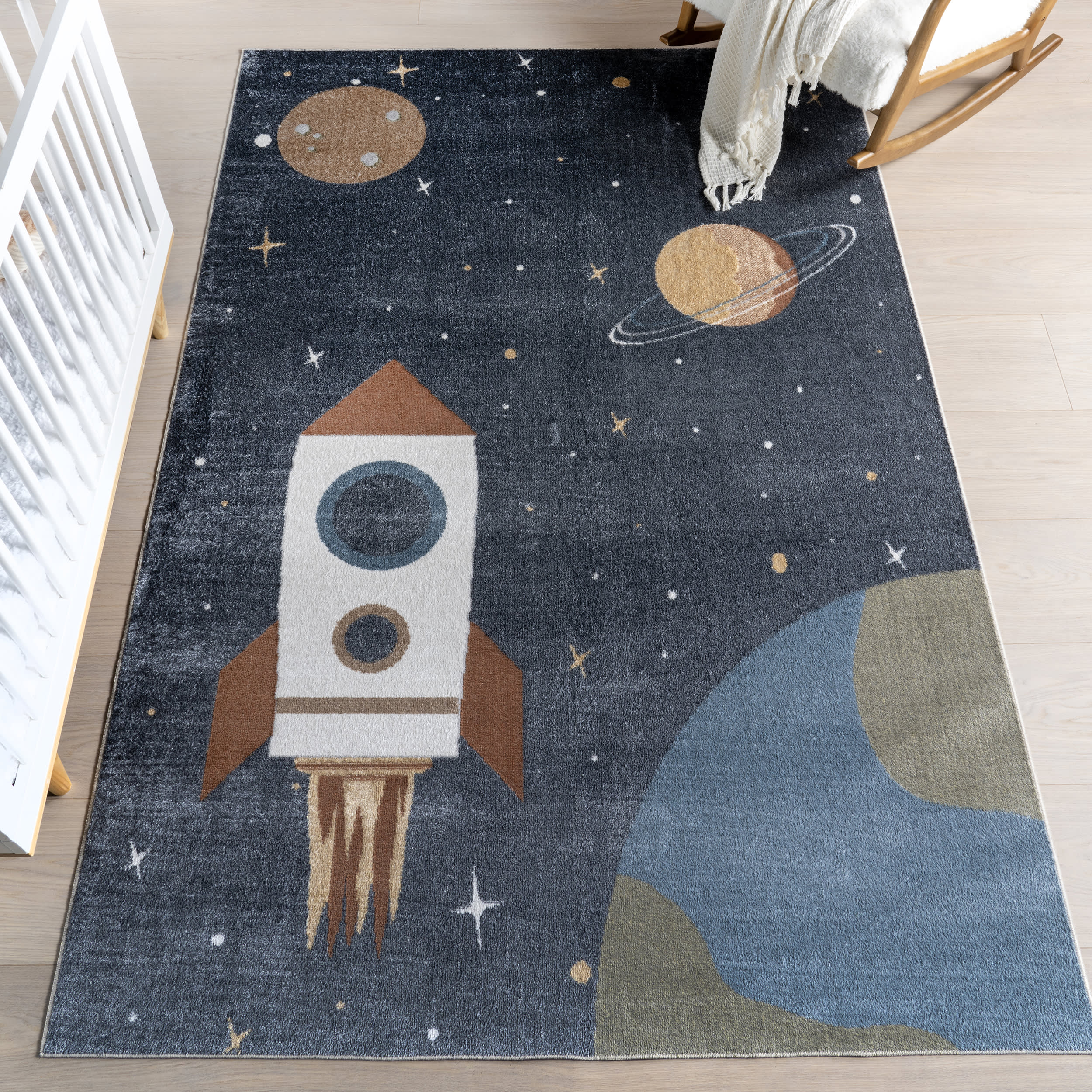 Scottie Kids Outerspace Washable Rug | Beige