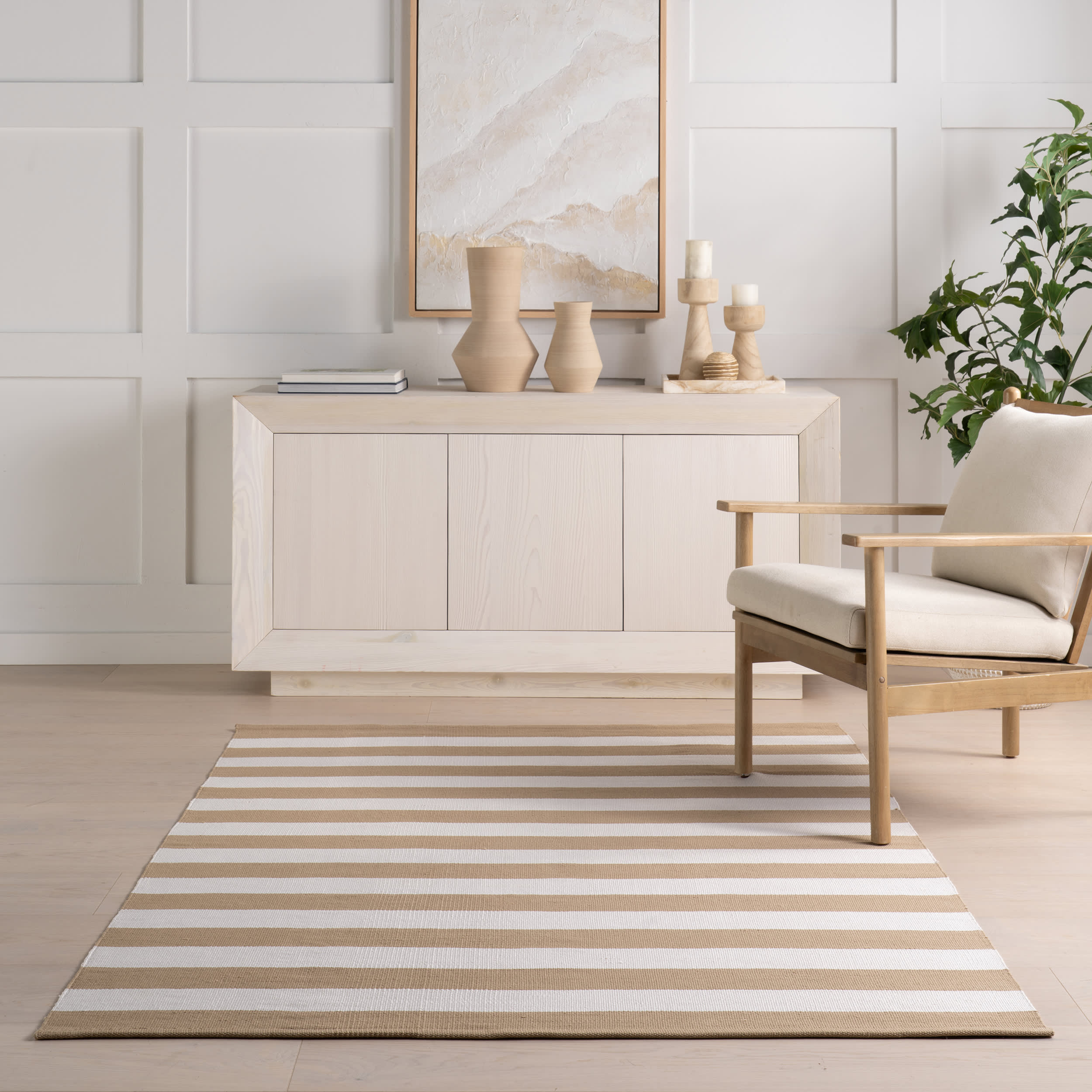 Banks Stripe Handwoven Indoor/Outdoor Rug | Khaki
