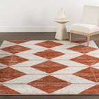 Kaydence Striped Diamonds Rug | Brick