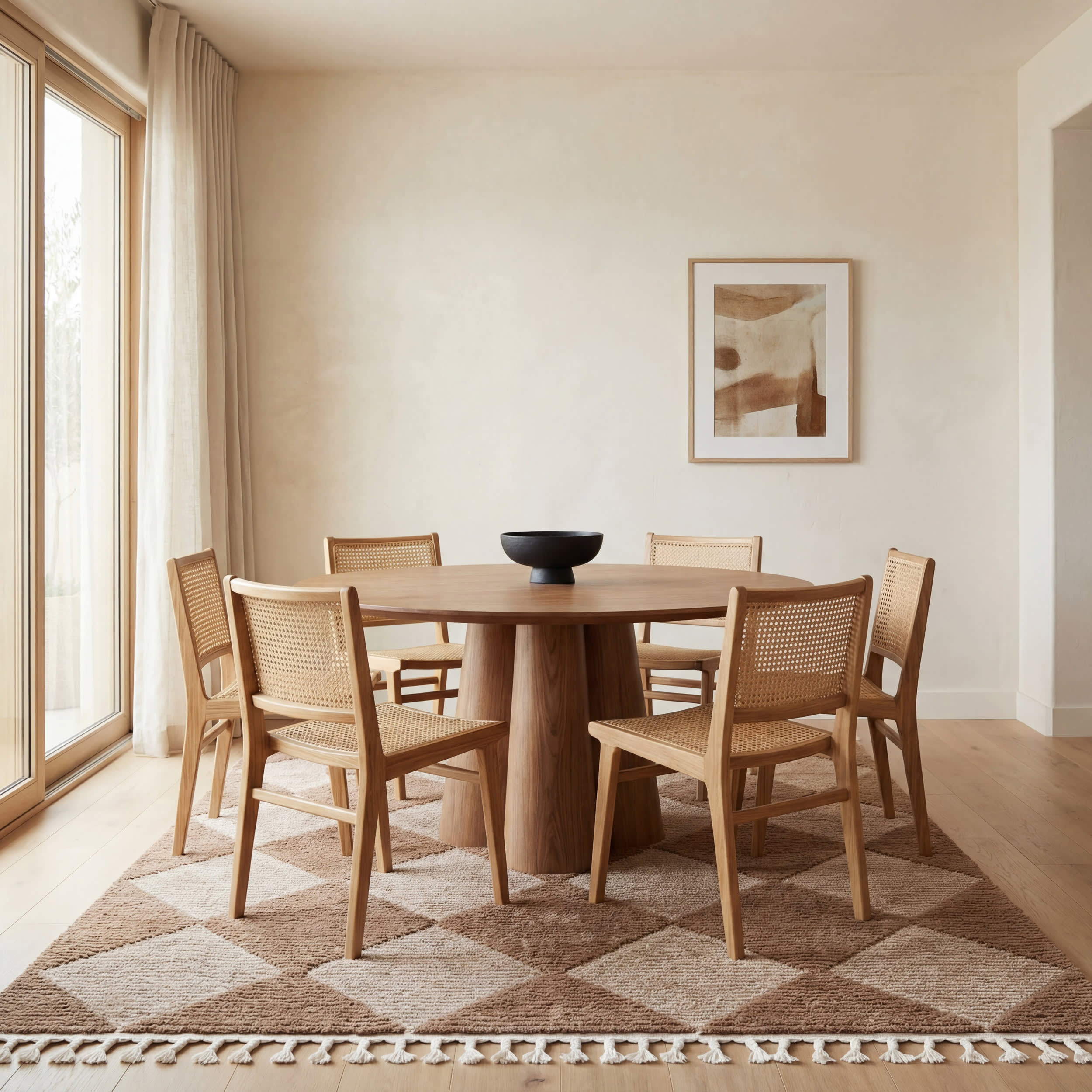 Aylin Diamond Tasseled Rug | Tan Image principale du produit