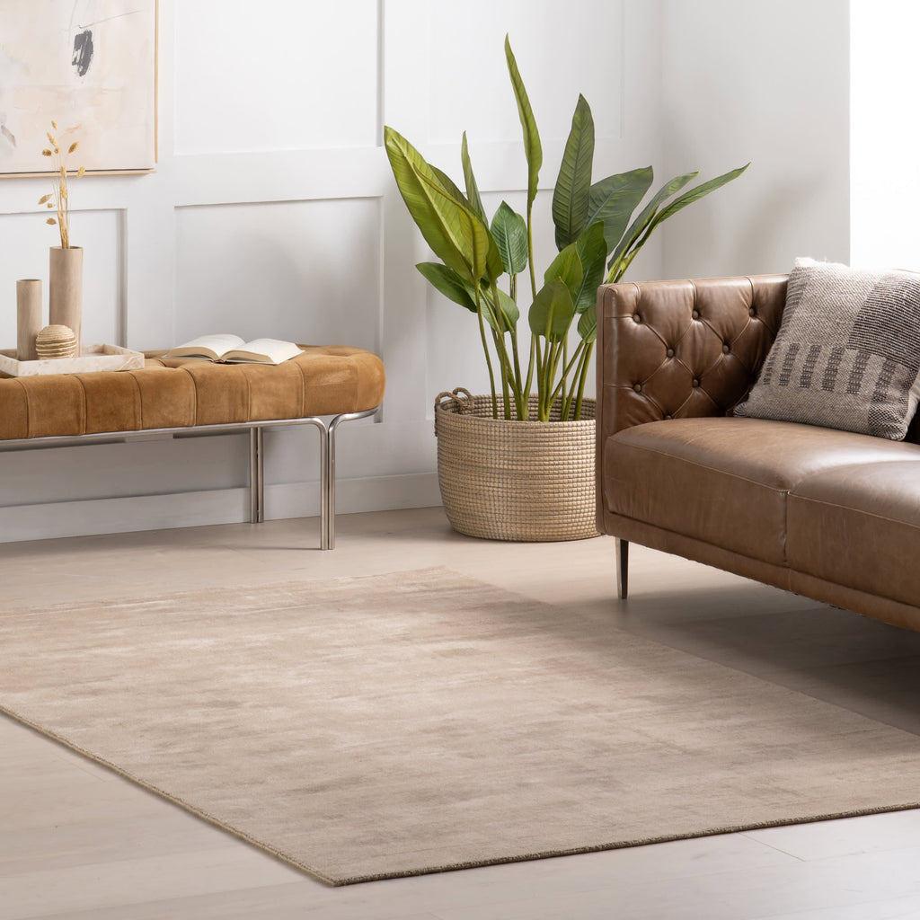 Alva Hand Loom Knotted Viscose Rug | Taupe