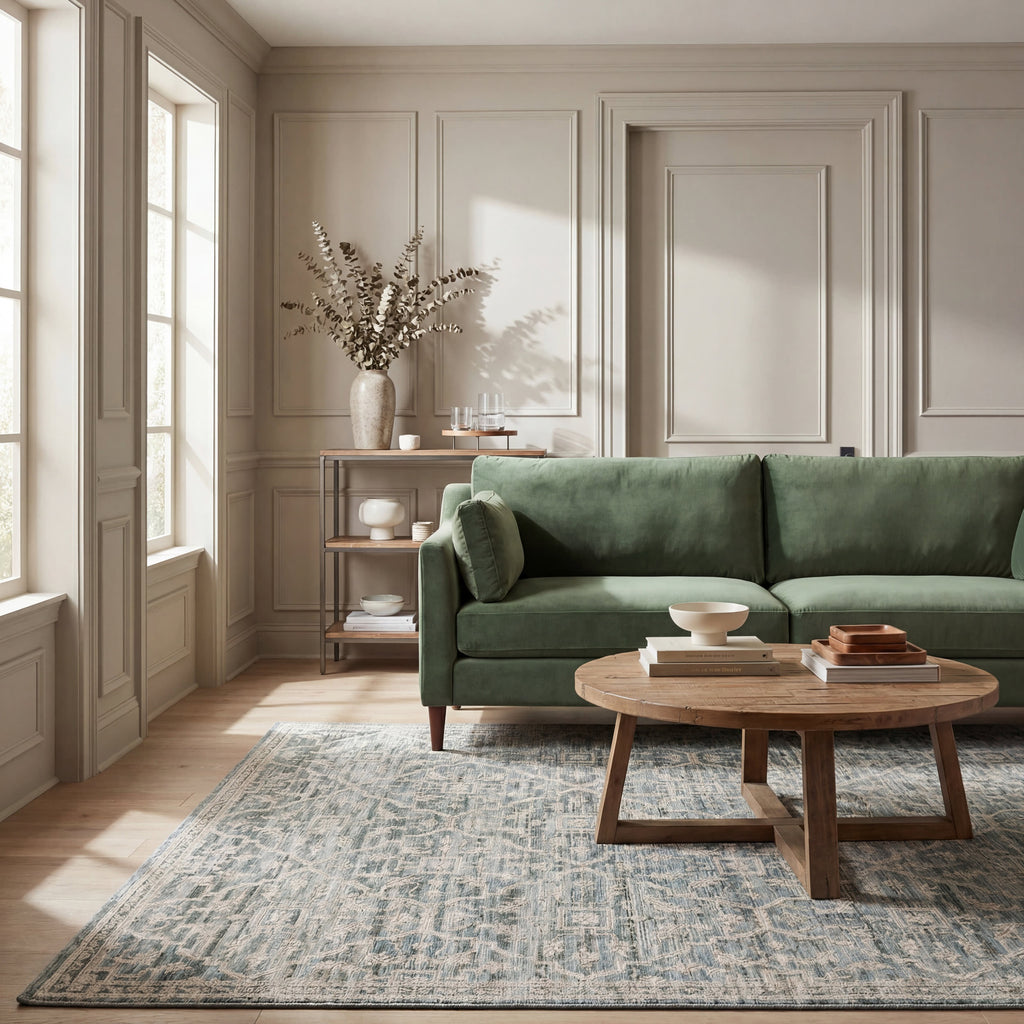 Nefre Traditional Diamond Rug | Blue