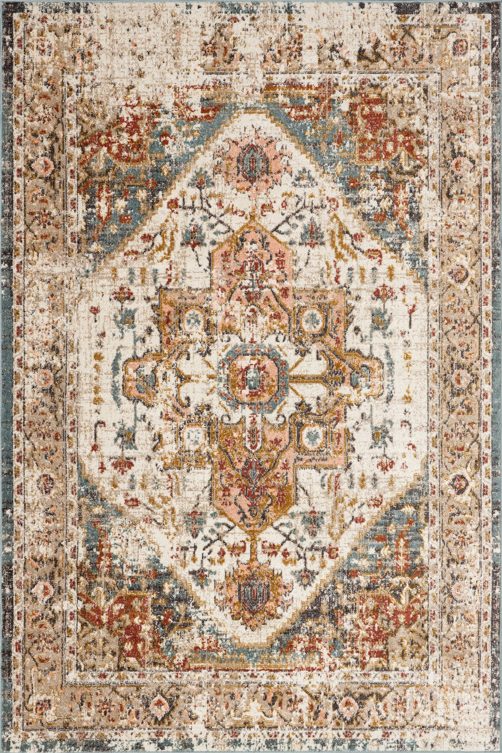 Fading Herati Medallion Rug | Beige