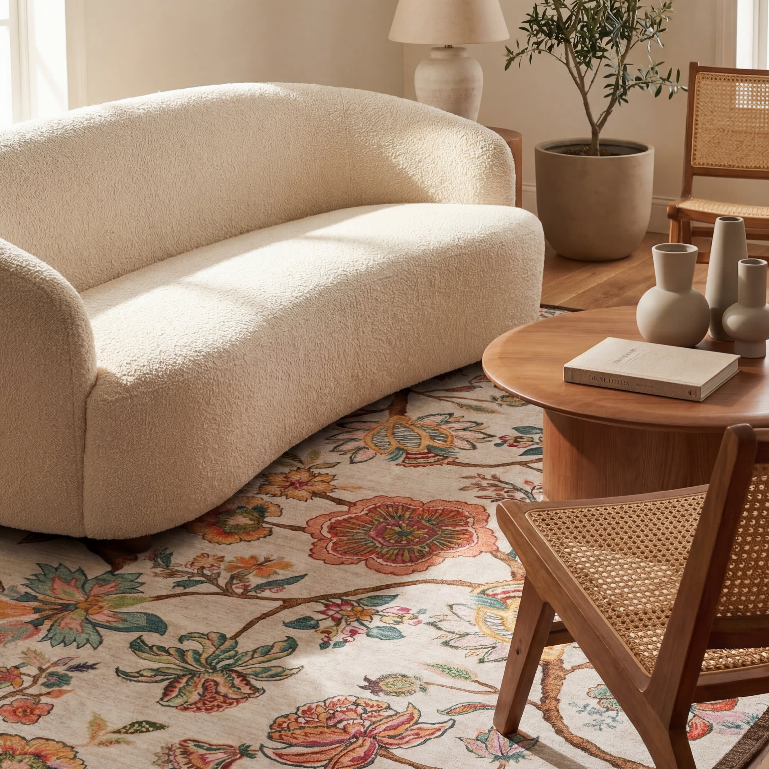 Amaia Floral Washable Rug | Multicolor