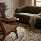 Mauri Bordered Floral and Paisley Washable Rug | Green