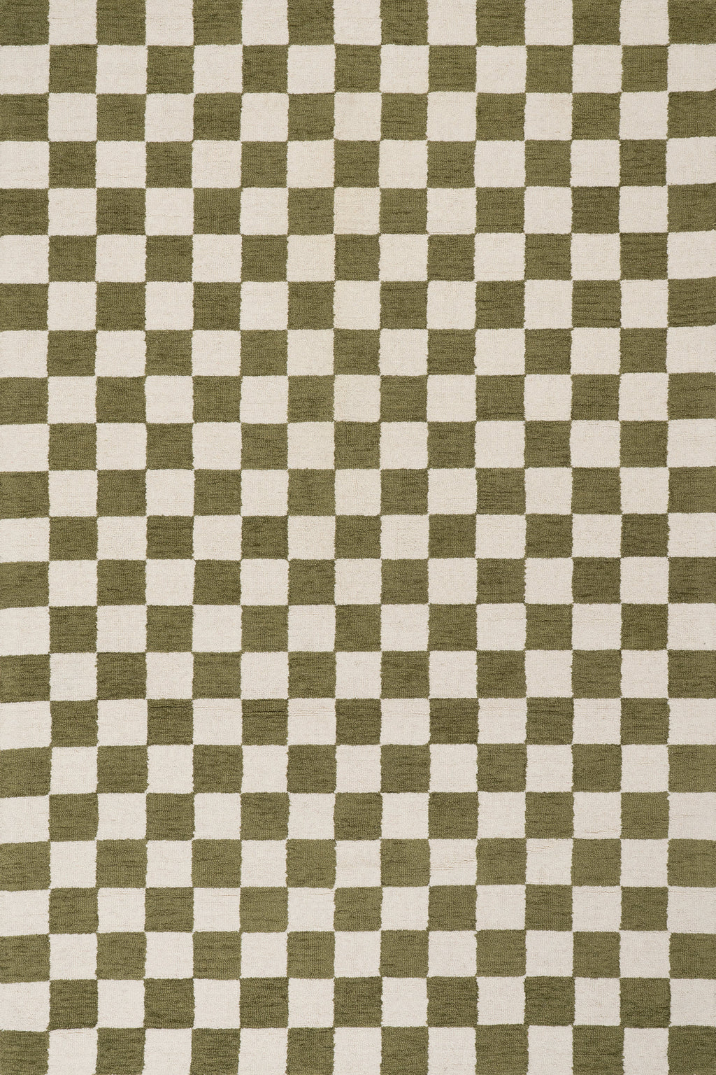 Calina Modern Checkered Indoor Wool Rug | Green