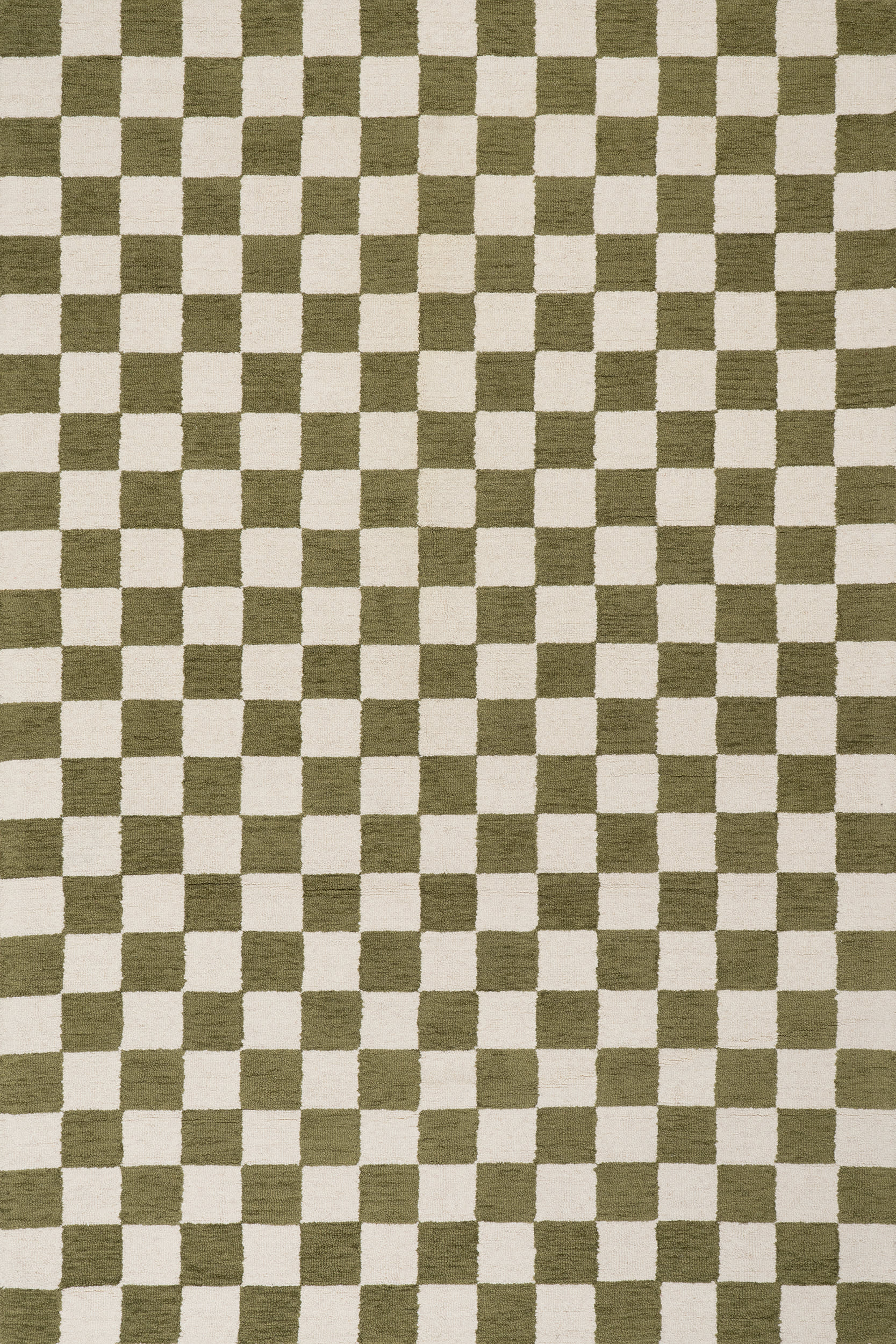 Calina Modern Checkered Indoor Wool Rug | Green