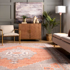 Stellar Medallion Washable Rug | Rust