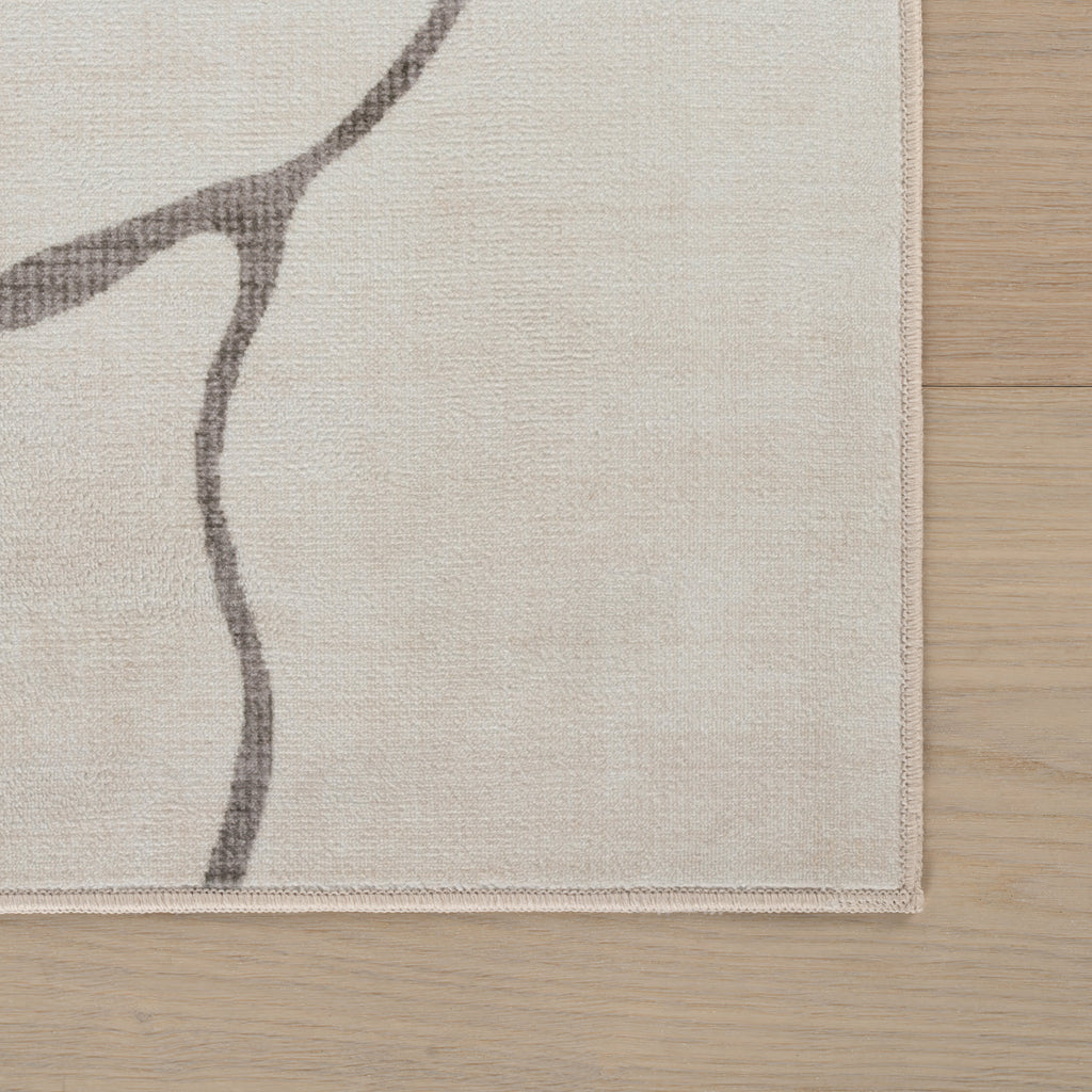 Lenis Abstract Washable Rug | Ivory