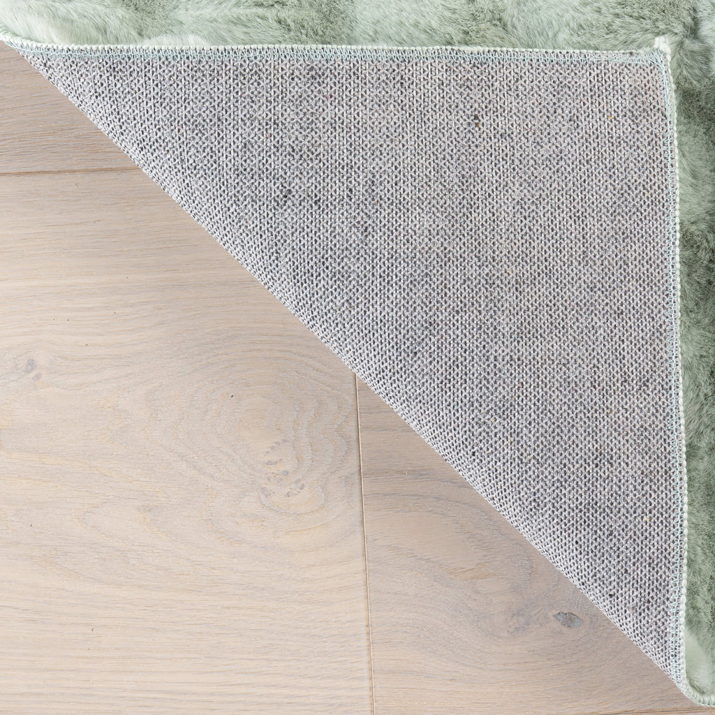 Ivana Checkered Plush Cloud Washable Rug | Mint Green