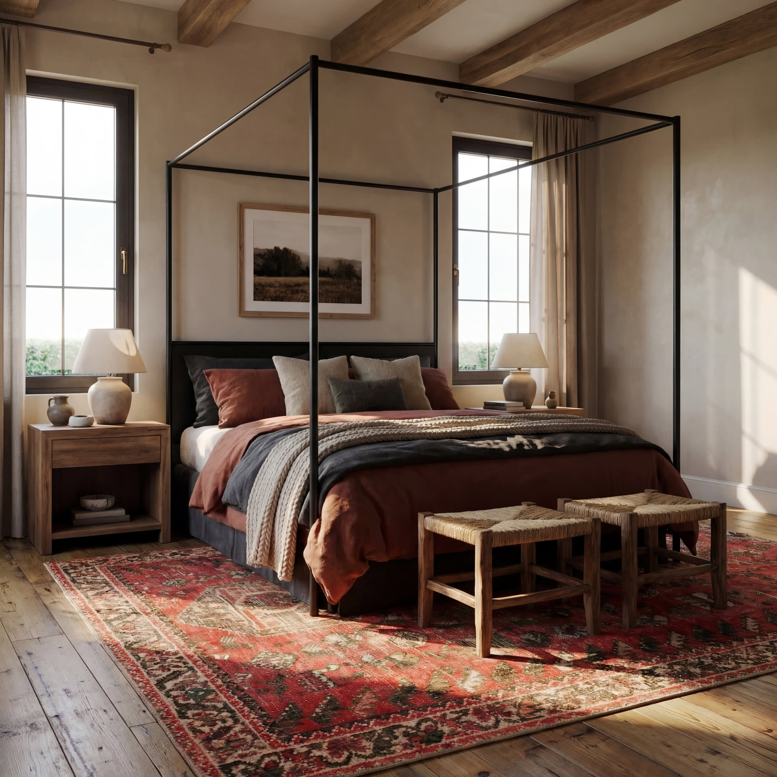 Madel Medallion Washable Rug | Red