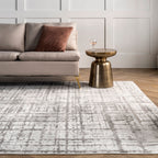 Aspen Distressed Crosshatch Rug | Light Grey