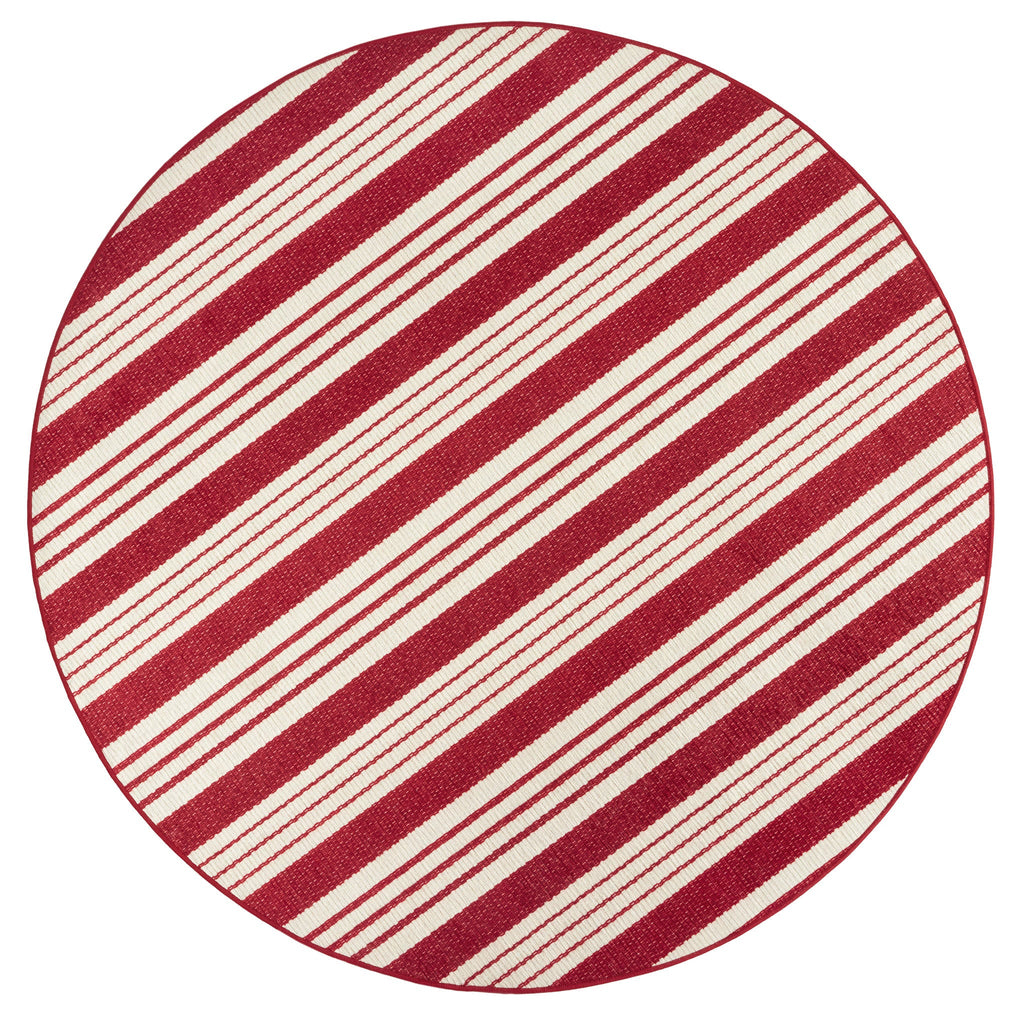 Abby Ticking Machine Washable Rug | Red
