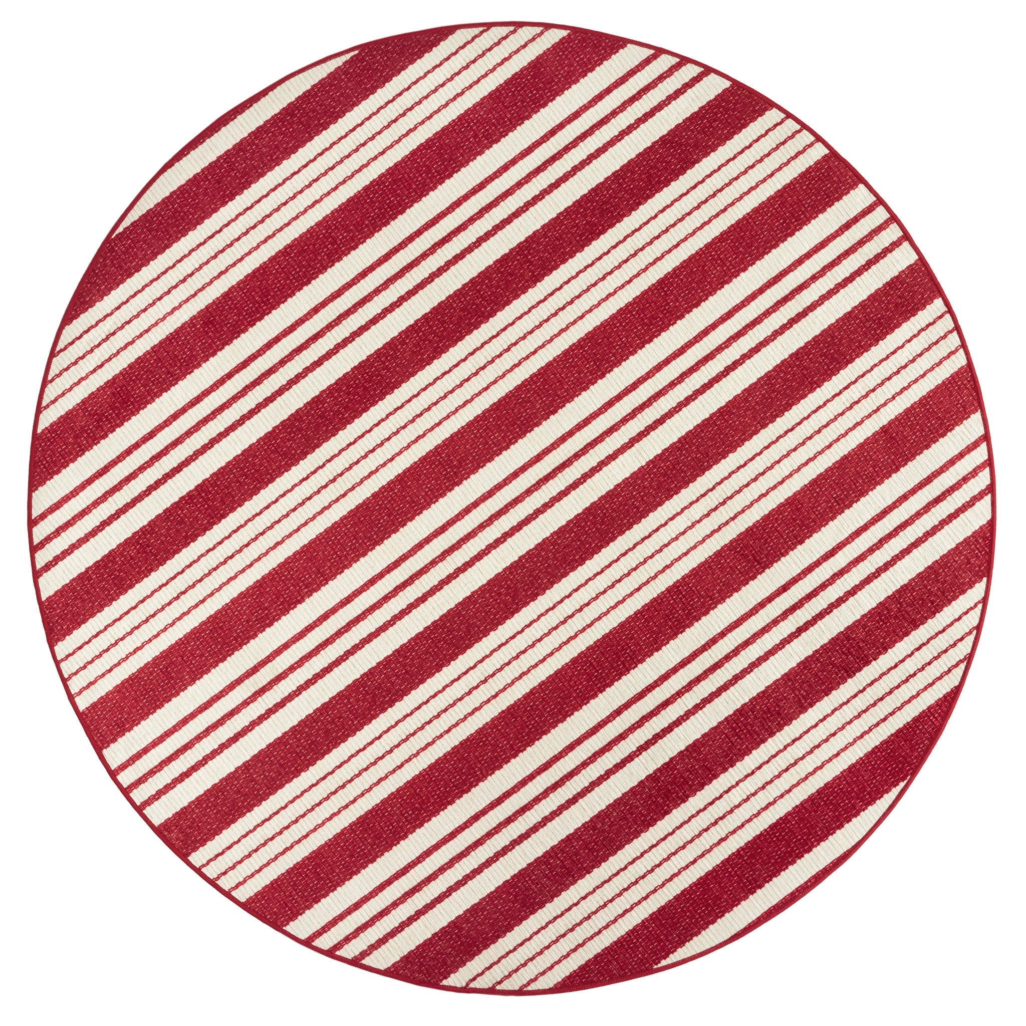 Abby Ticking Machine Washable Rug | Red