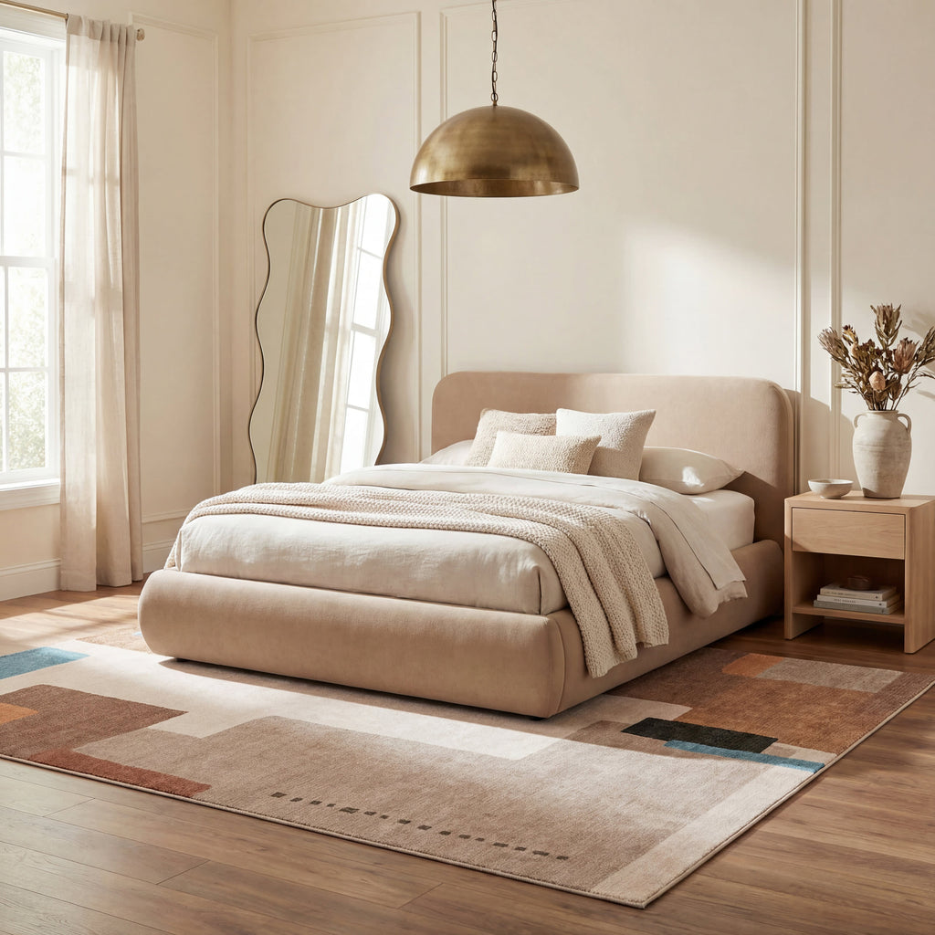 Enice Abstract Washable Rug | Brown