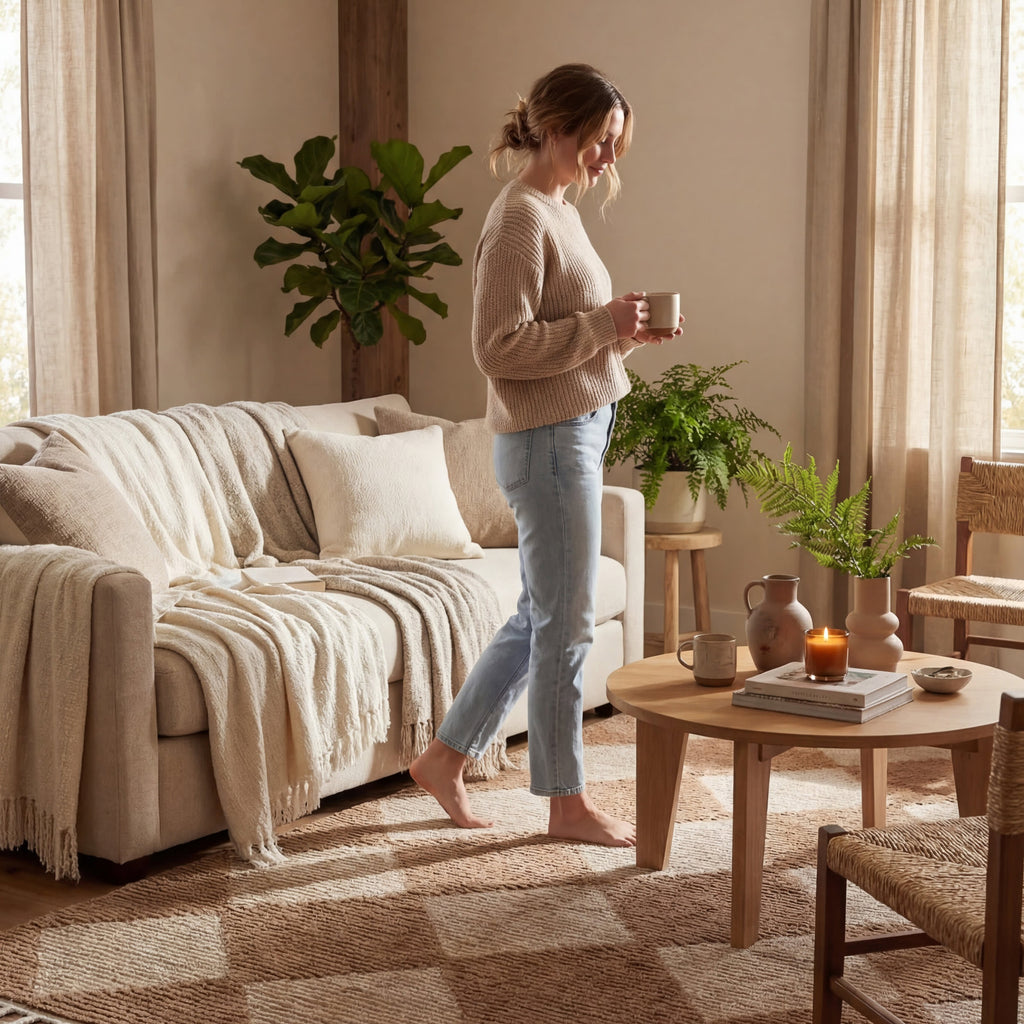Aylin Diamond Tasseled Rug | Tan
