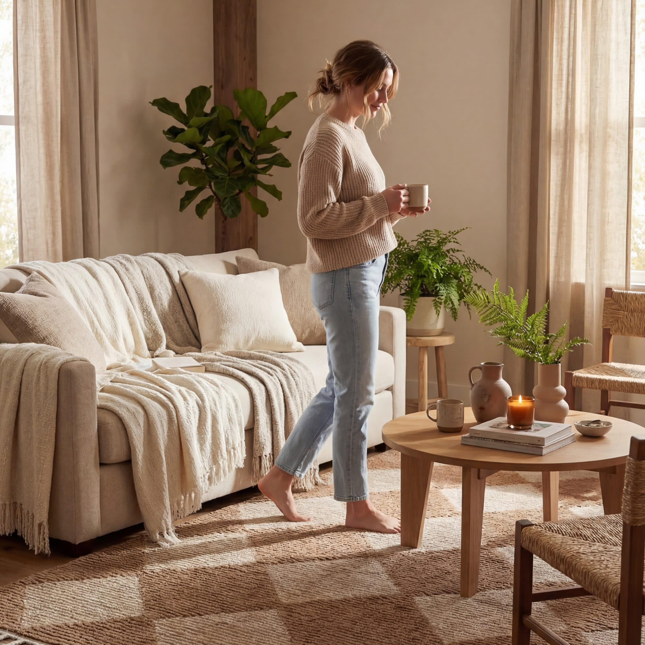 Aylin Diamond Tasseled Rug | Tan