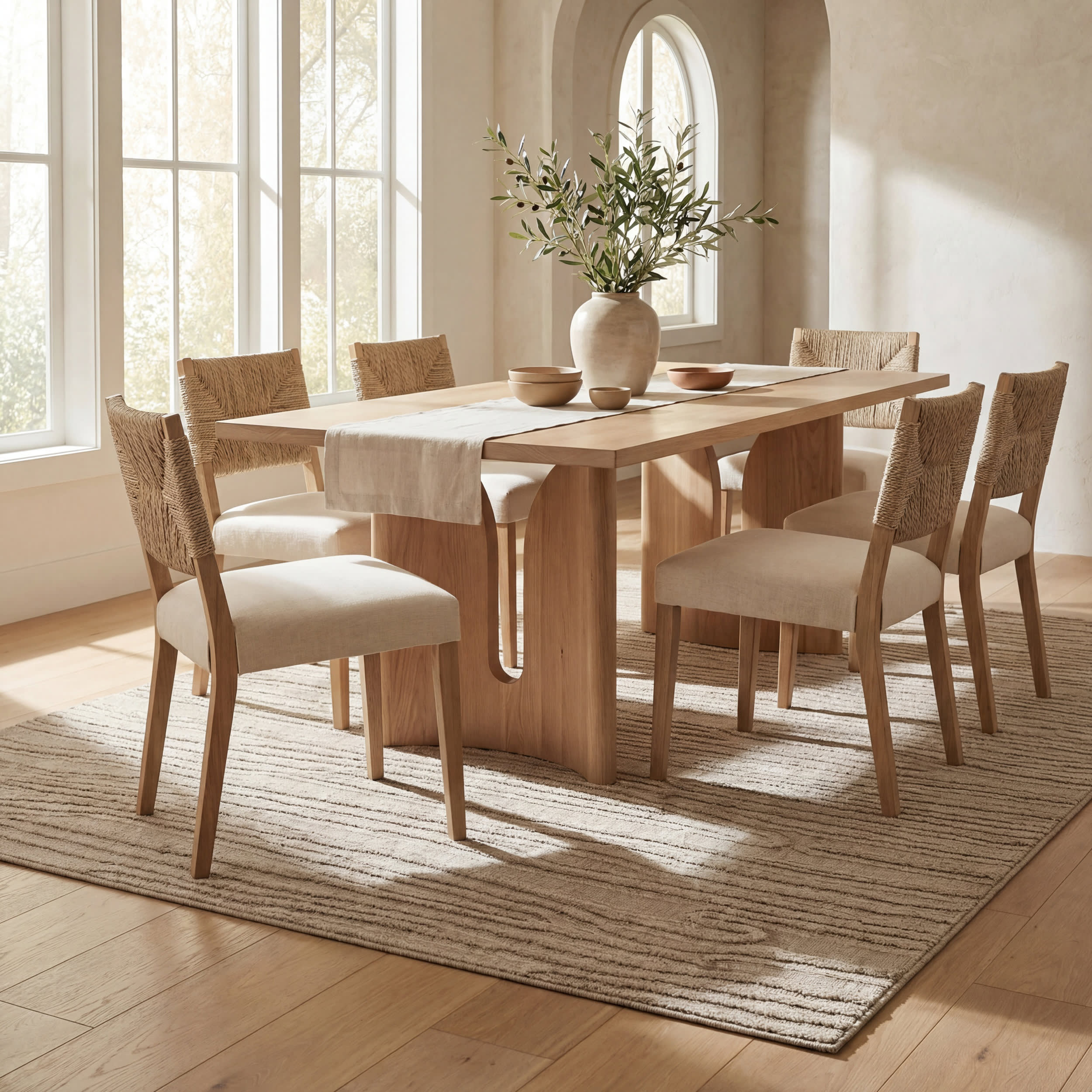 Kahina Abstract Bohemian Hand Tufted Wool Rug | Beige Secondary image