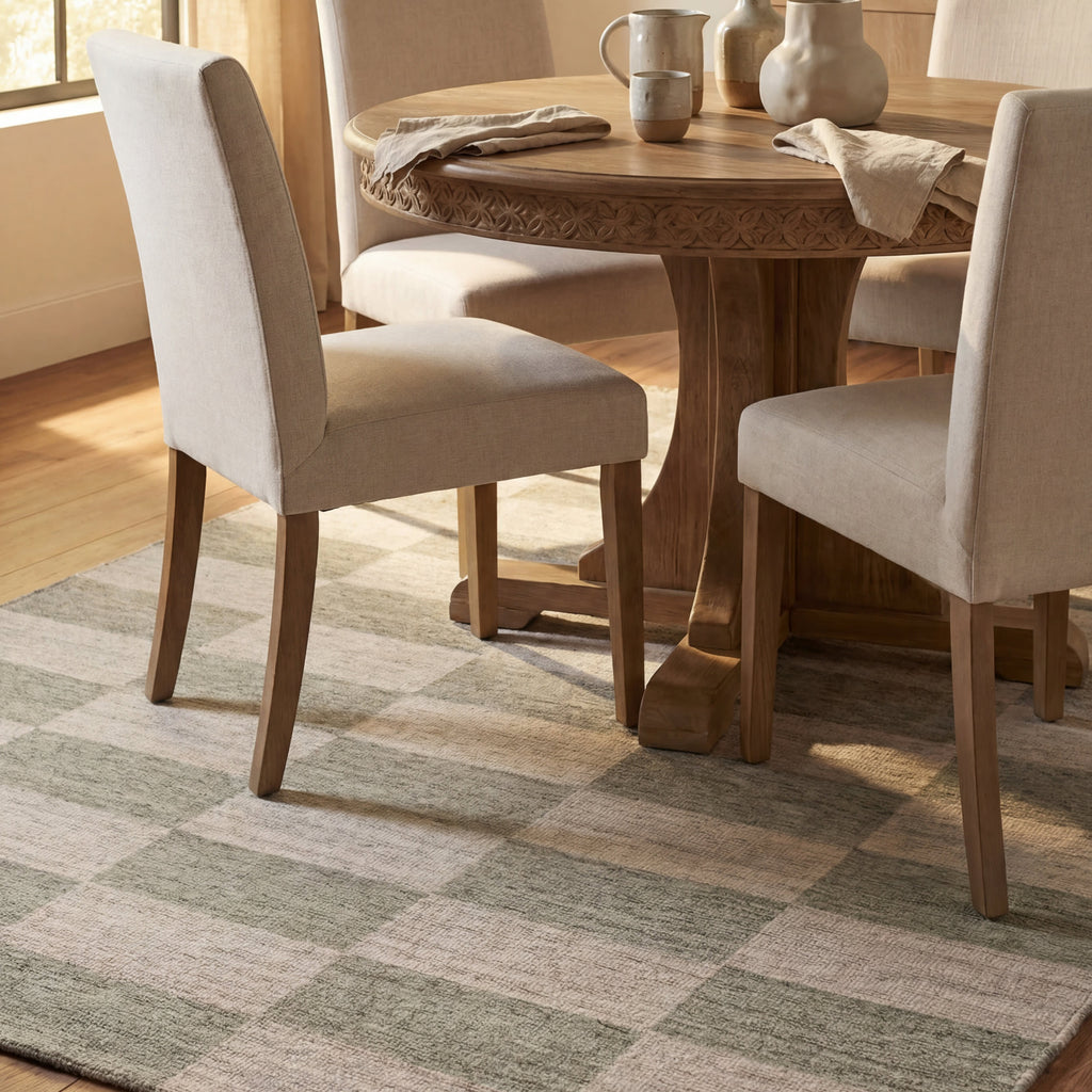 Mephira Checkered Washable Rug | Green