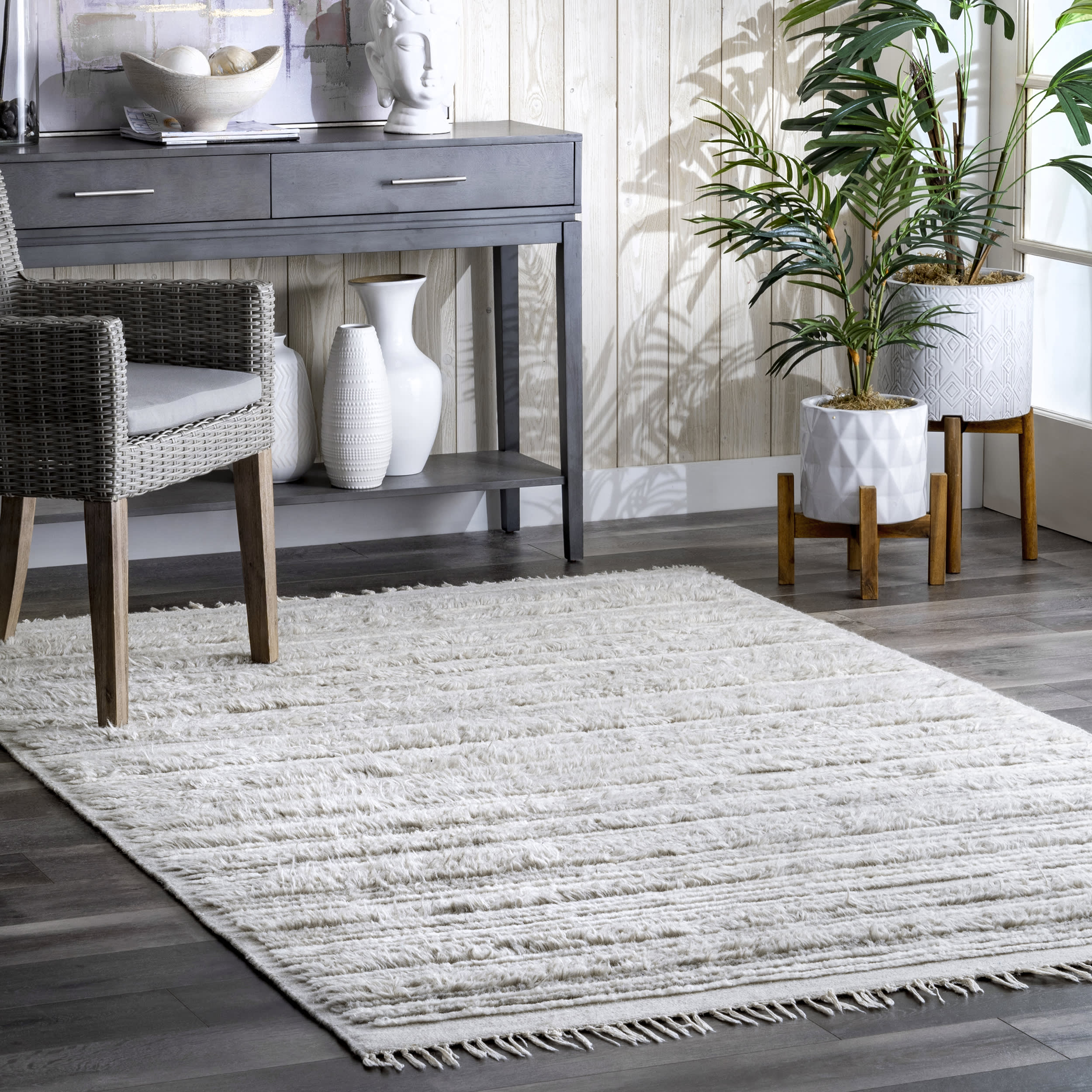 Shaggy Striated Rug | Grey