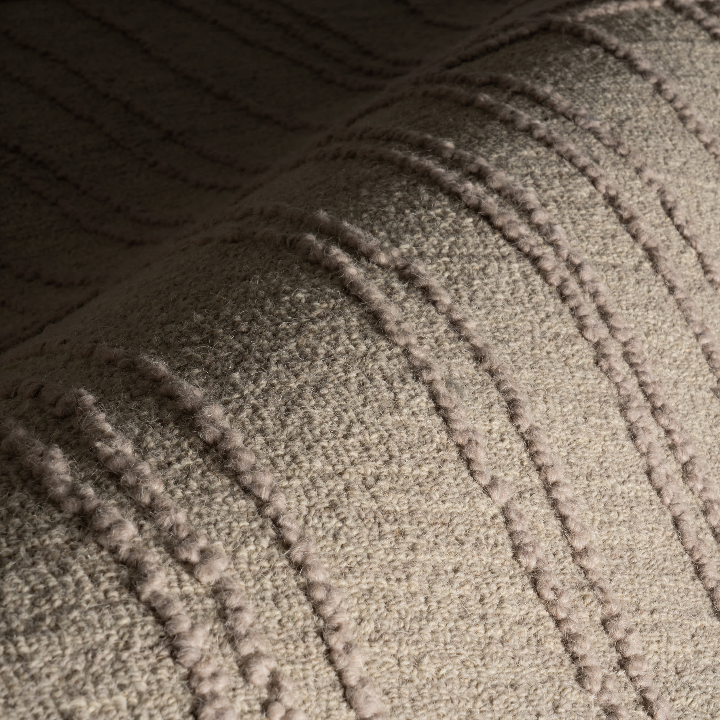 Maivy Bohemian Striped Wool Rug | Grey
