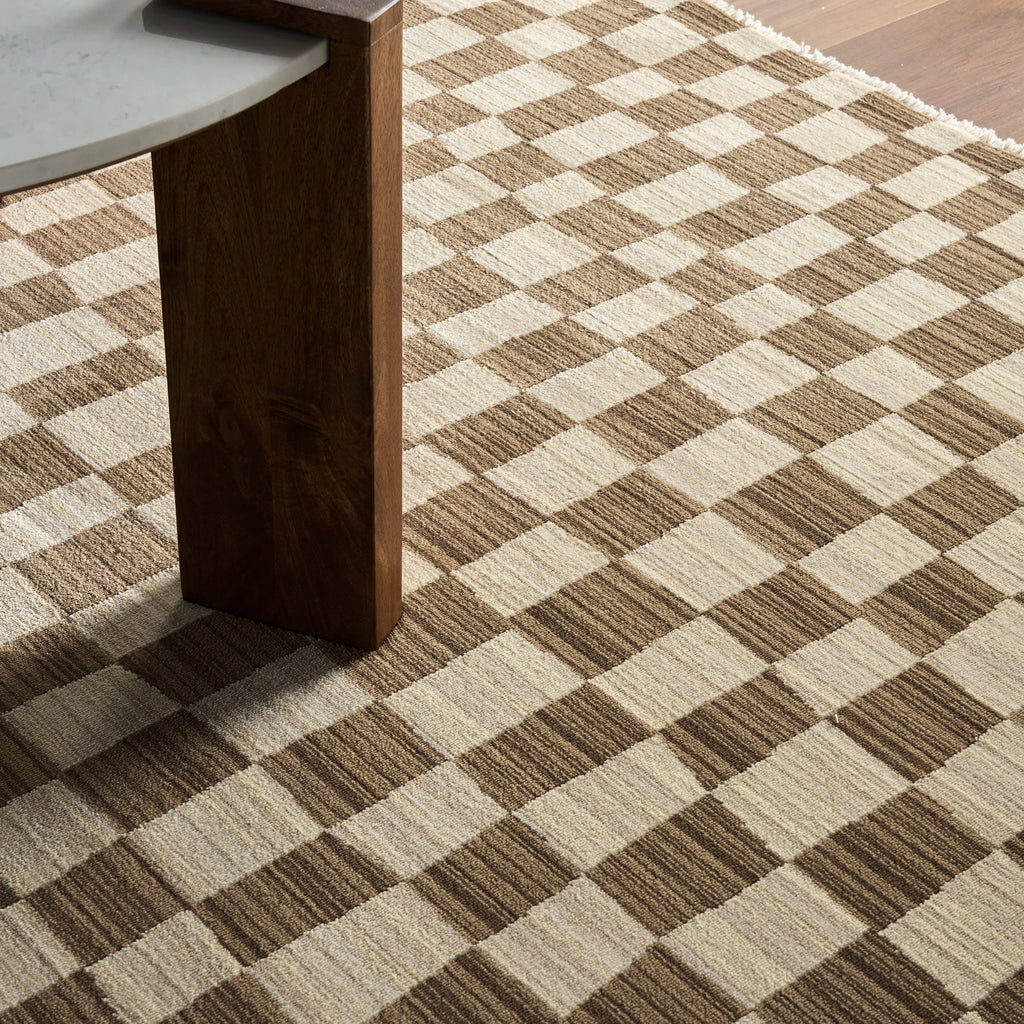 Rasali Checkered Box Rug | Brown