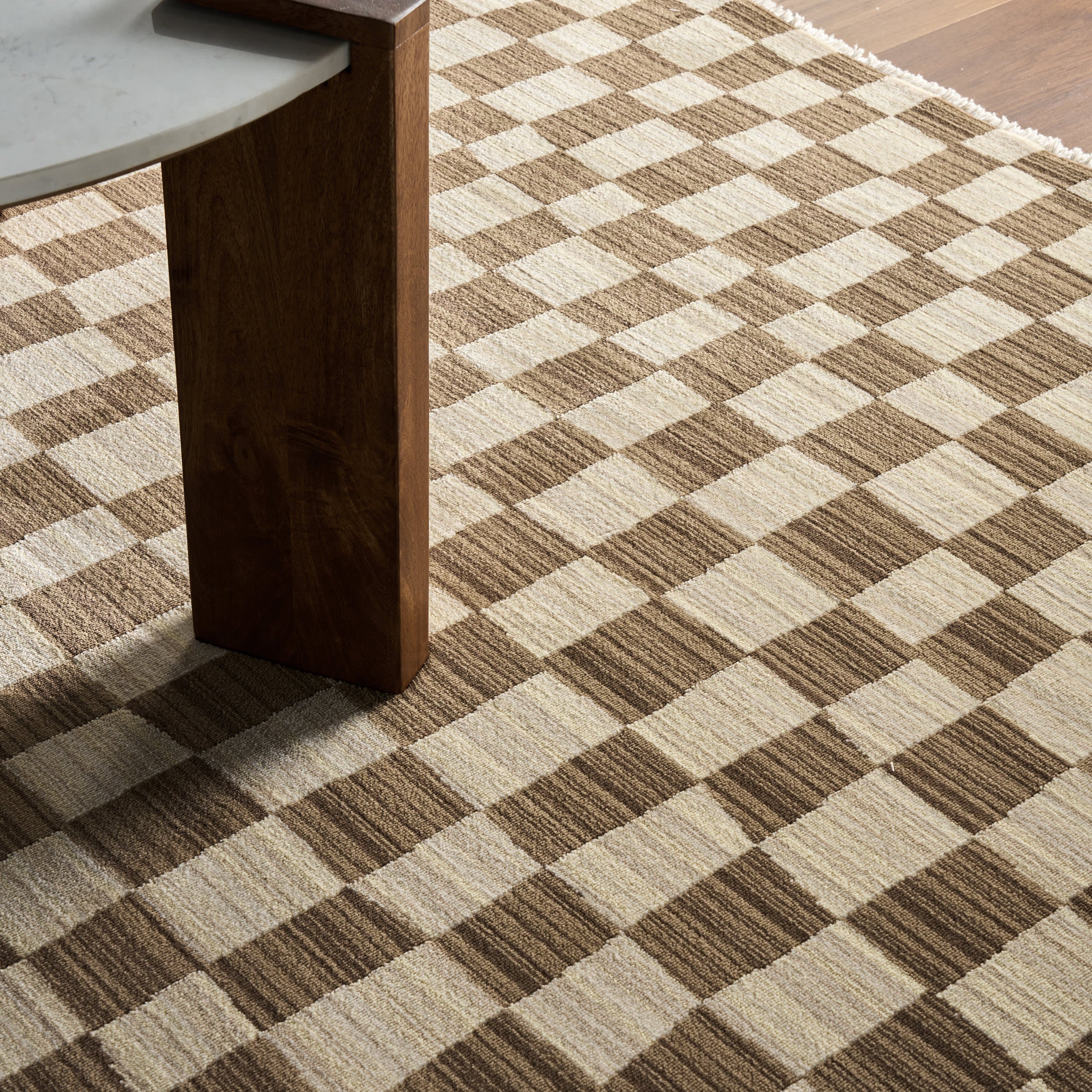 Rasali Checkered Box Rug | Brown