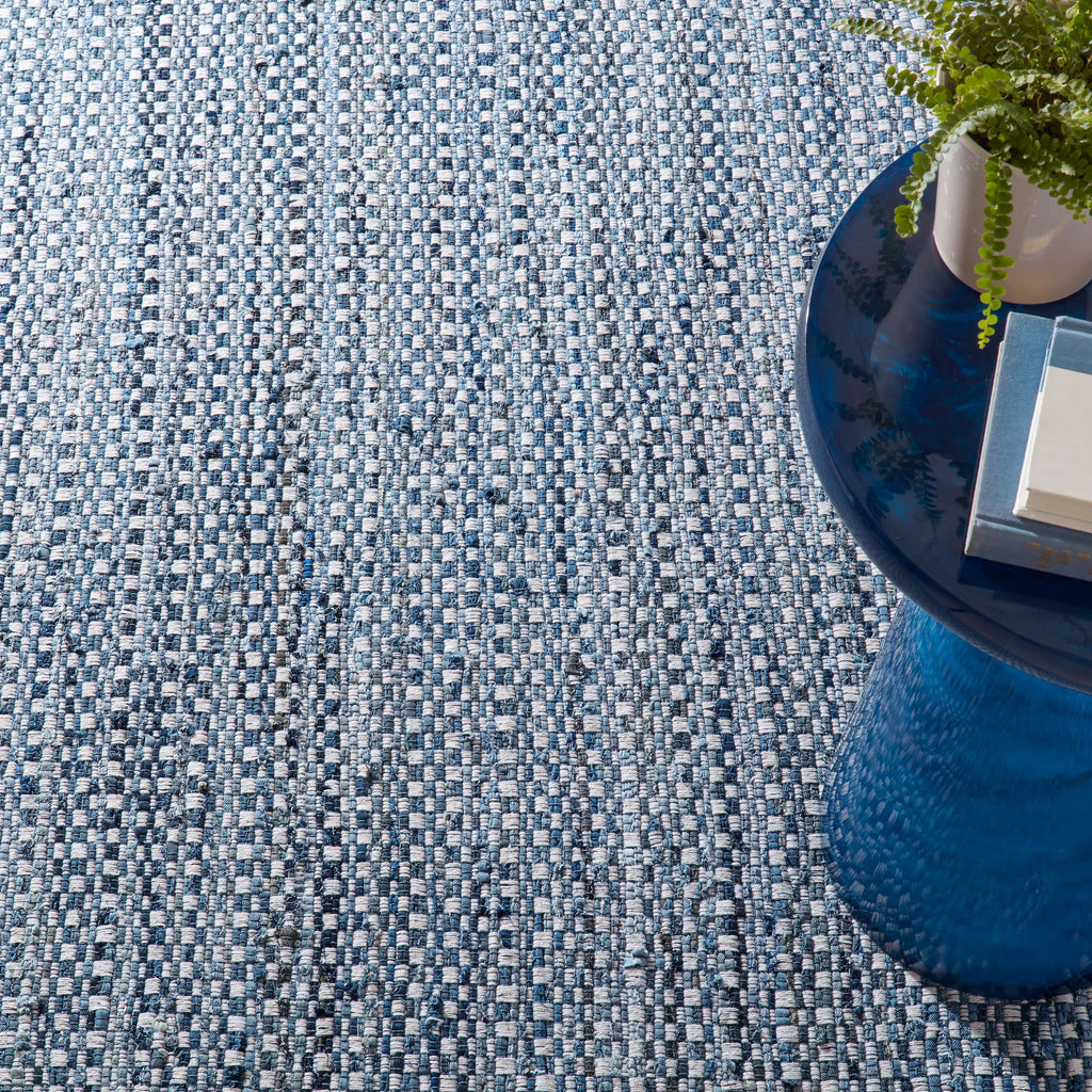 Denim Stone Handwoven Cotton Rug | Blue