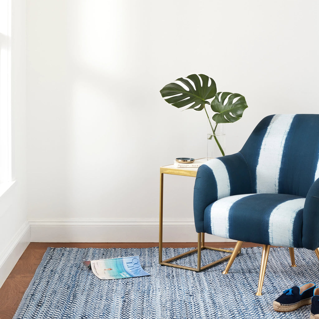 Denim Stone Handwoven Cotton Rug | Blue