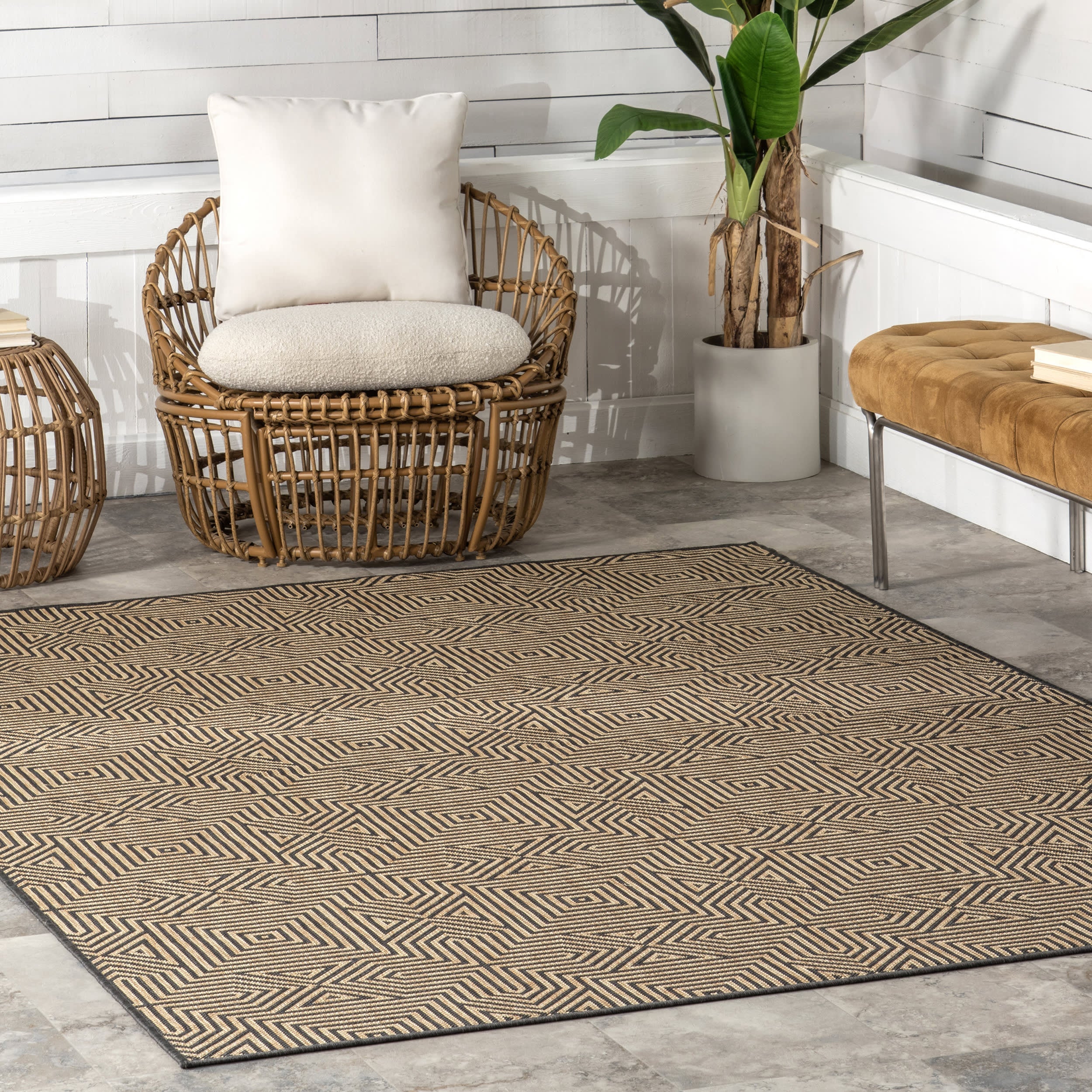 Greek Tiles Indoor/Outdoor Rug | Charcoal