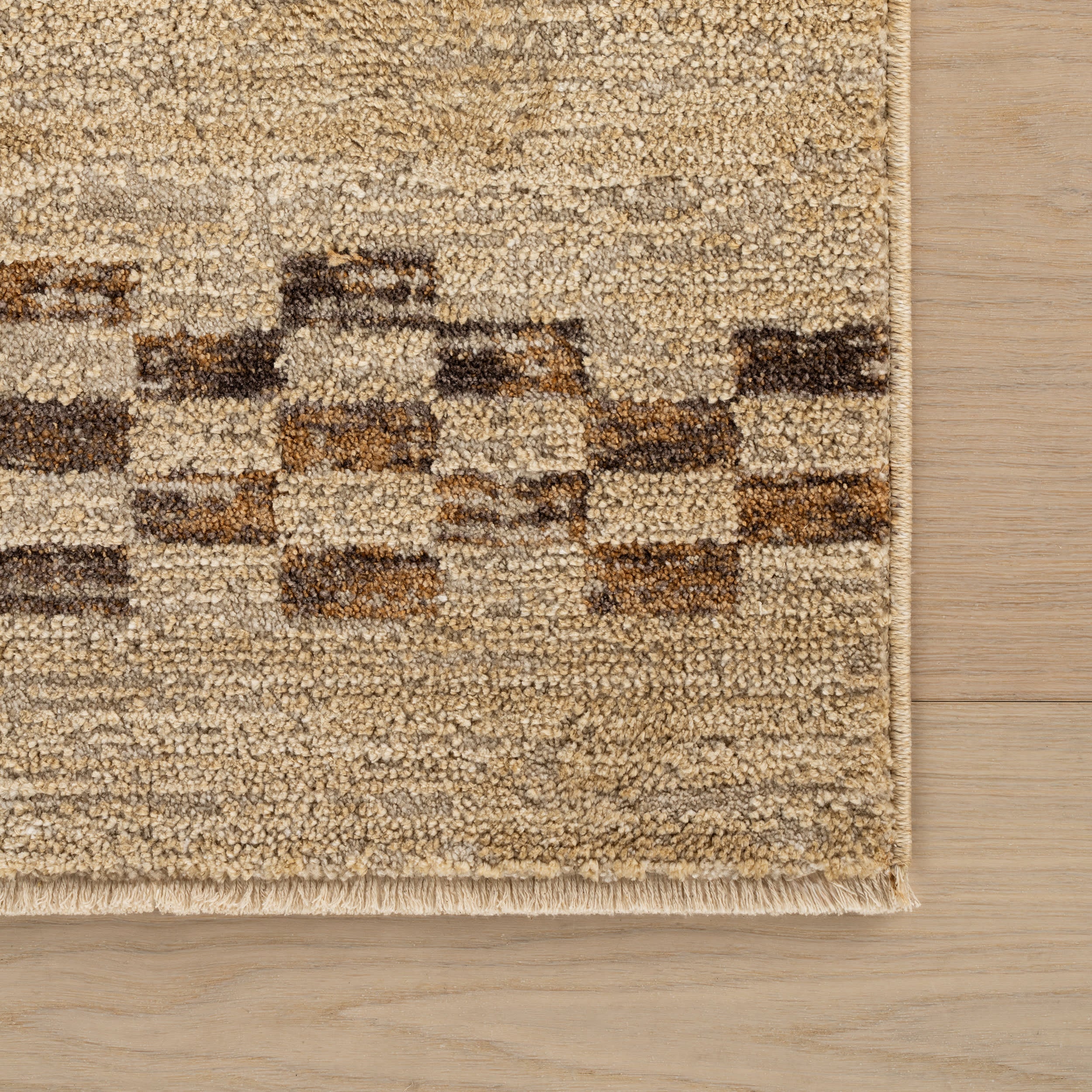 Brumacheck Mid-Century Modern Striped Rug | Tan