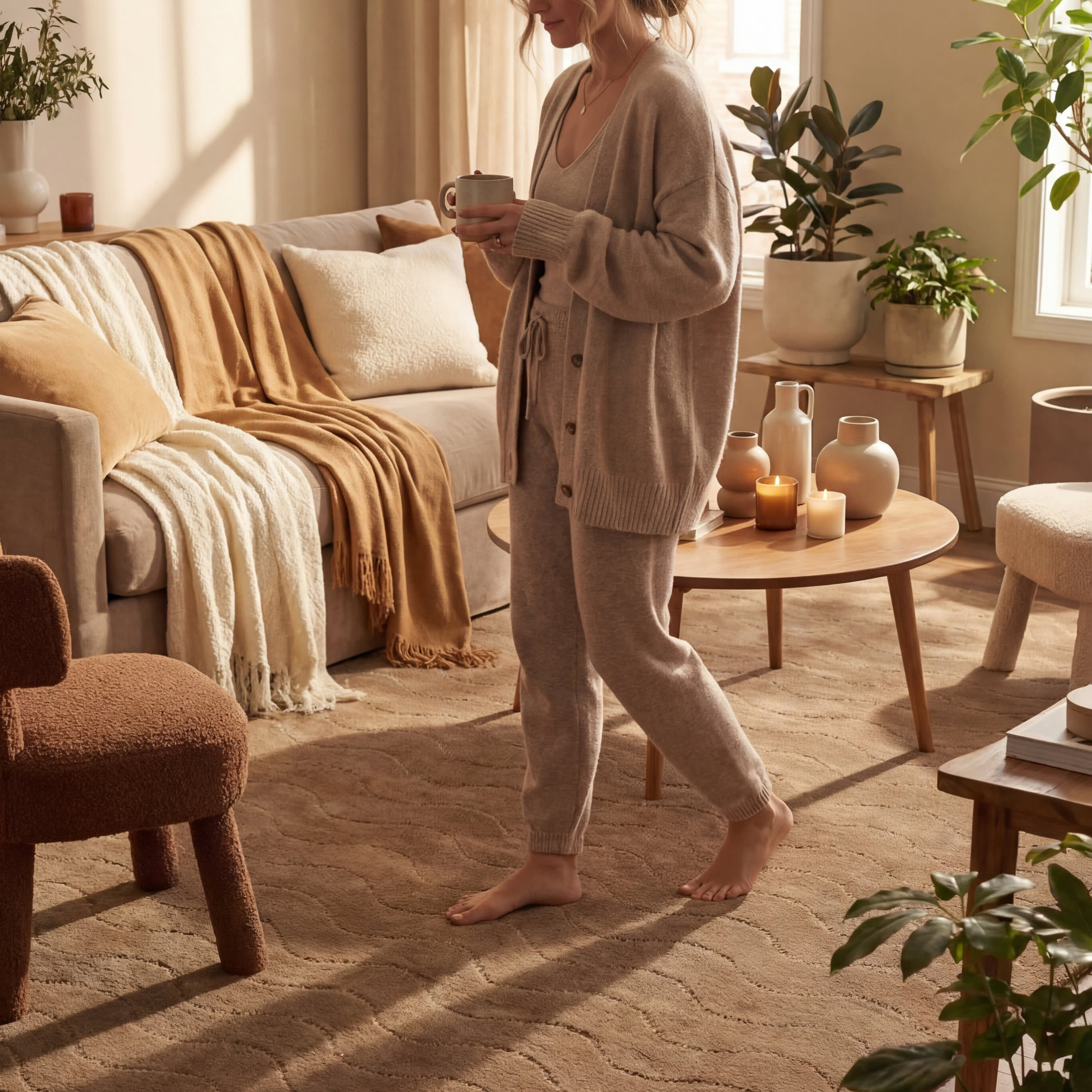 Mireille Solid Wool Cozy Rug | Sand
