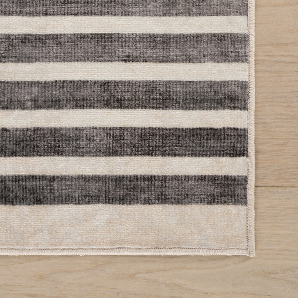 Mauzi Modern Striped Washable Rug | Rust