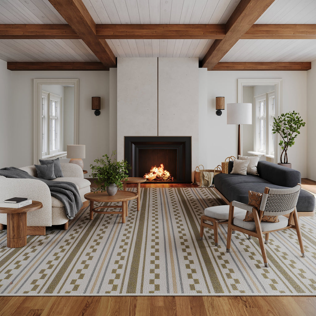 Caldera Modern Checkered Indoor/Outdoor Rug | Tan