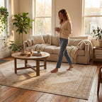 Hanice Oriental and Persian Washable Rug | Natural