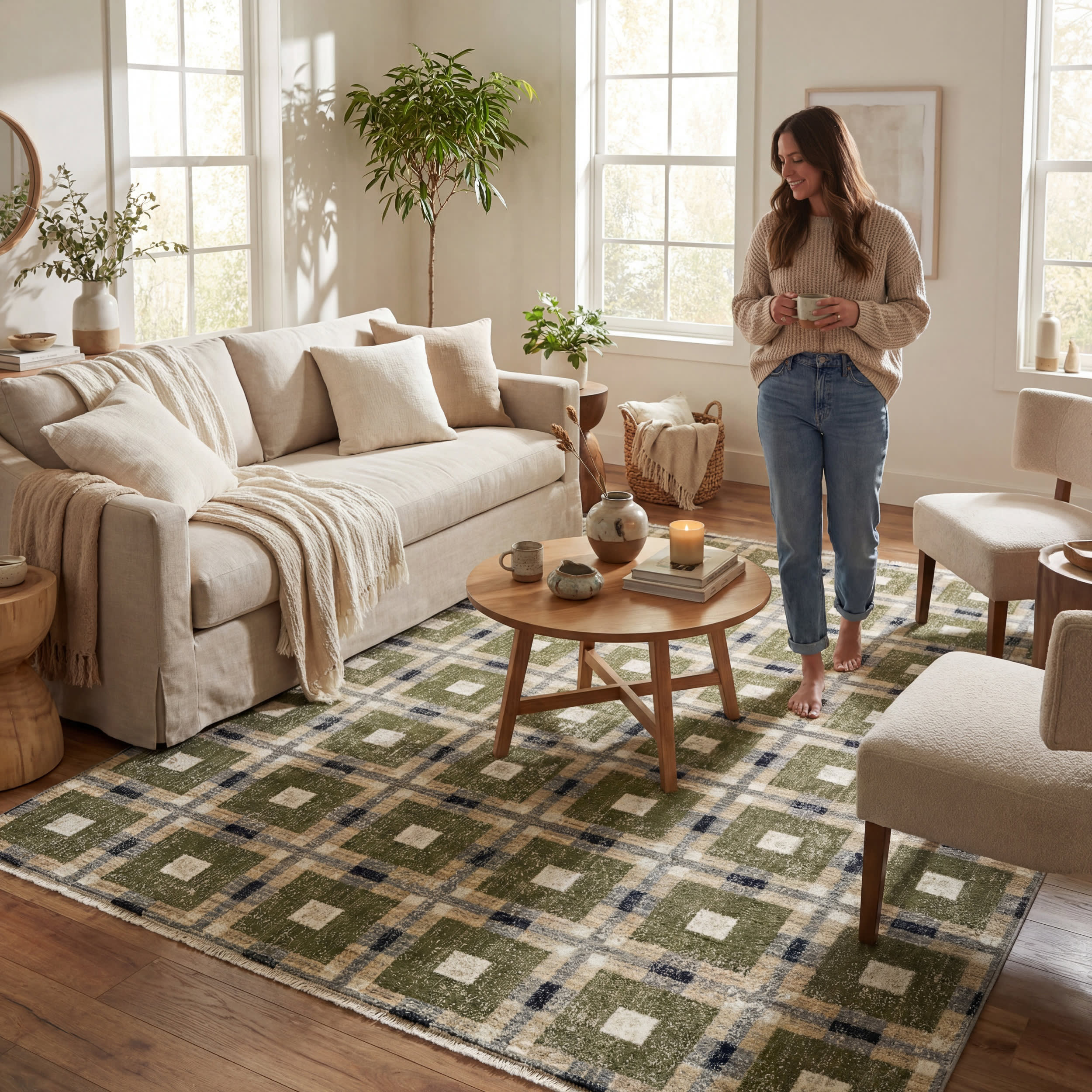 Sorelle Modern Plaid Rug | Green