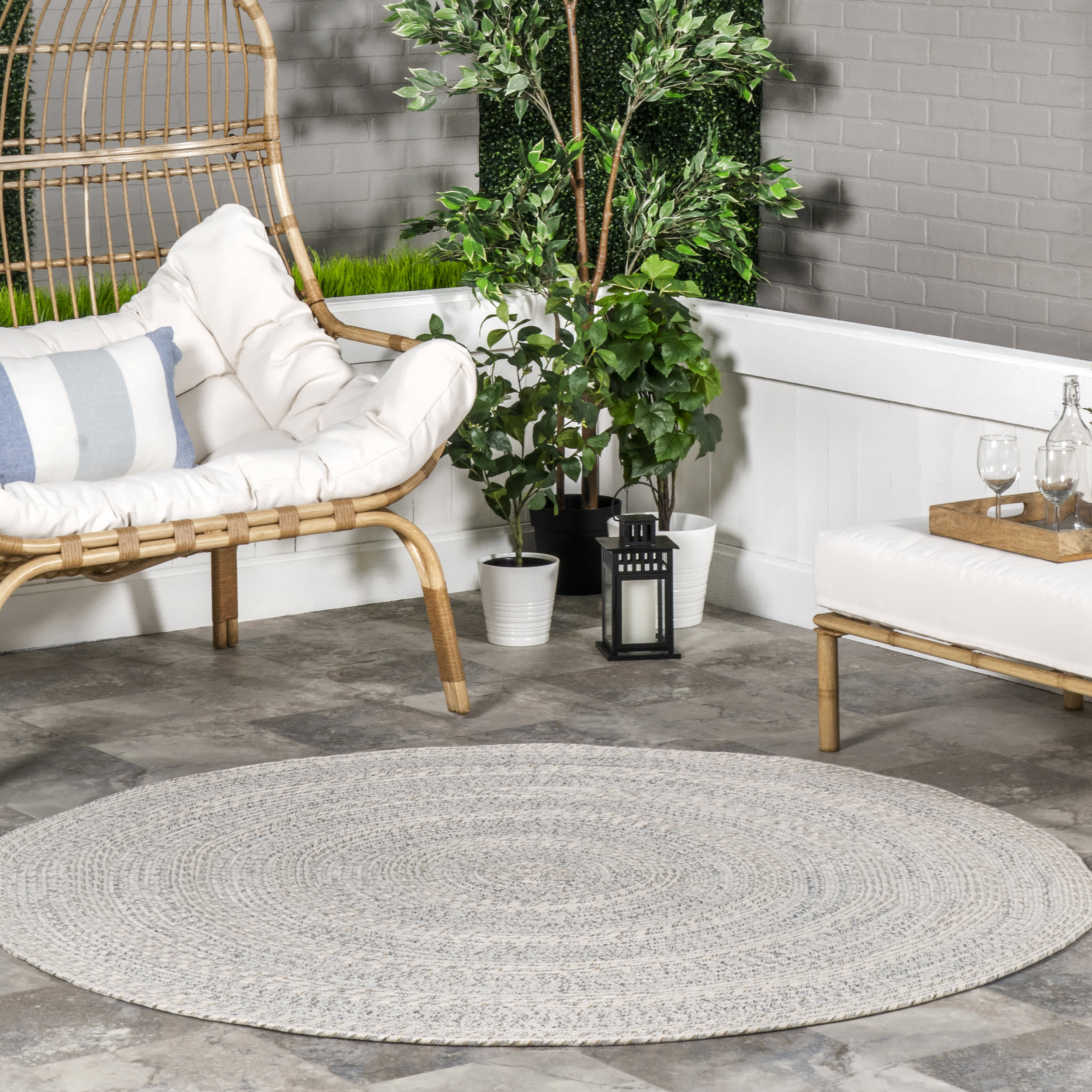Braided Texture Indoor/Outdoor Rug | Ivory Secondary image