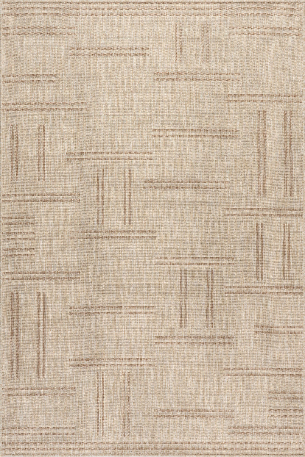 Anaya Perpendicular Lines Indoor/Outdoor Rug | Light Beige