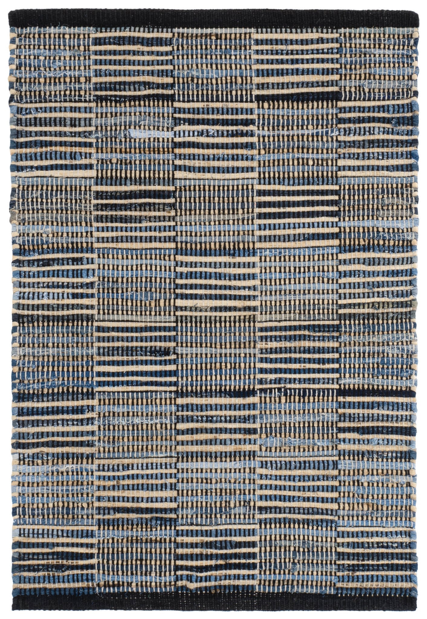 Denim Rag Gridwork Handwoven Cotton Rug | Blue Image secondaire du produit