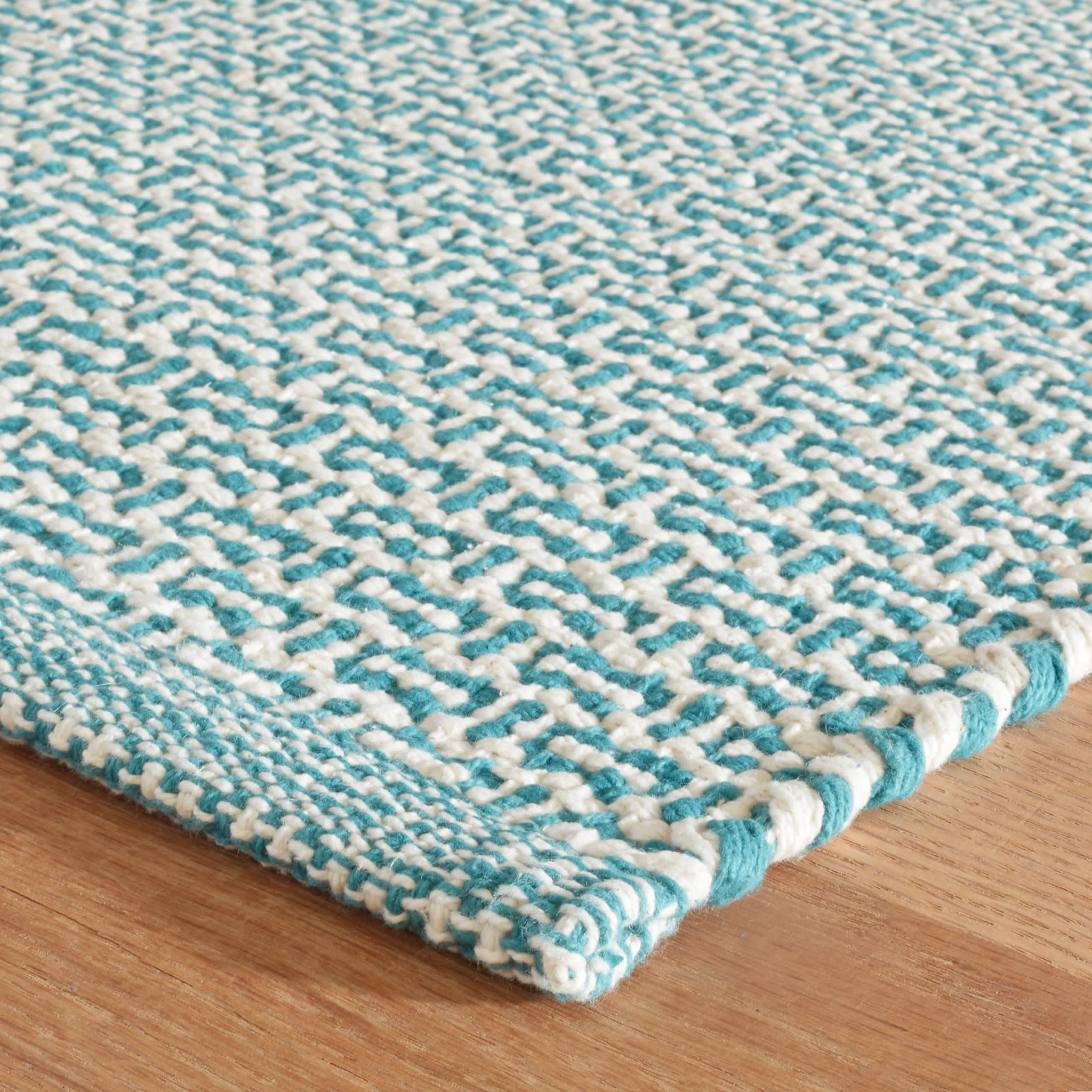 Miss Muffet Handwoven Cotton Rug | Teal