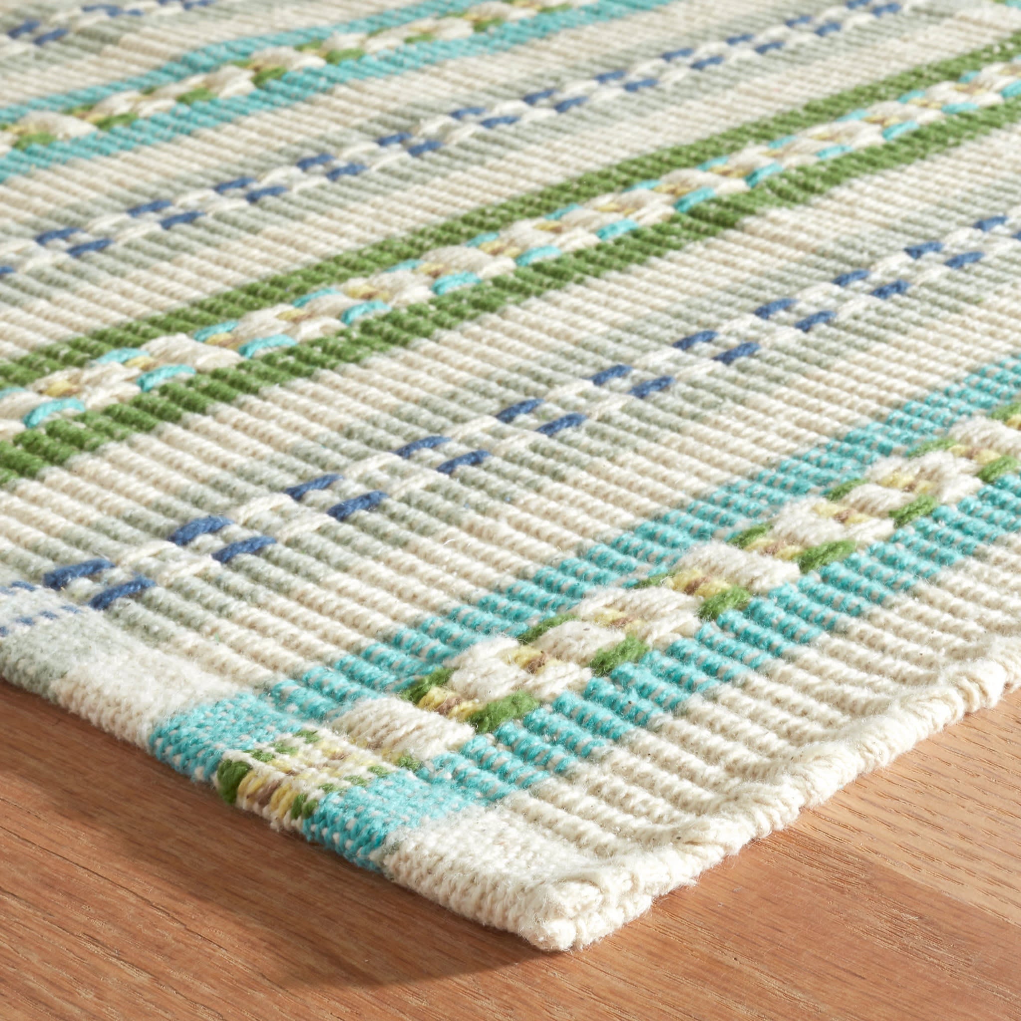 Long Slade Handwoven Cotton Rug | Teal