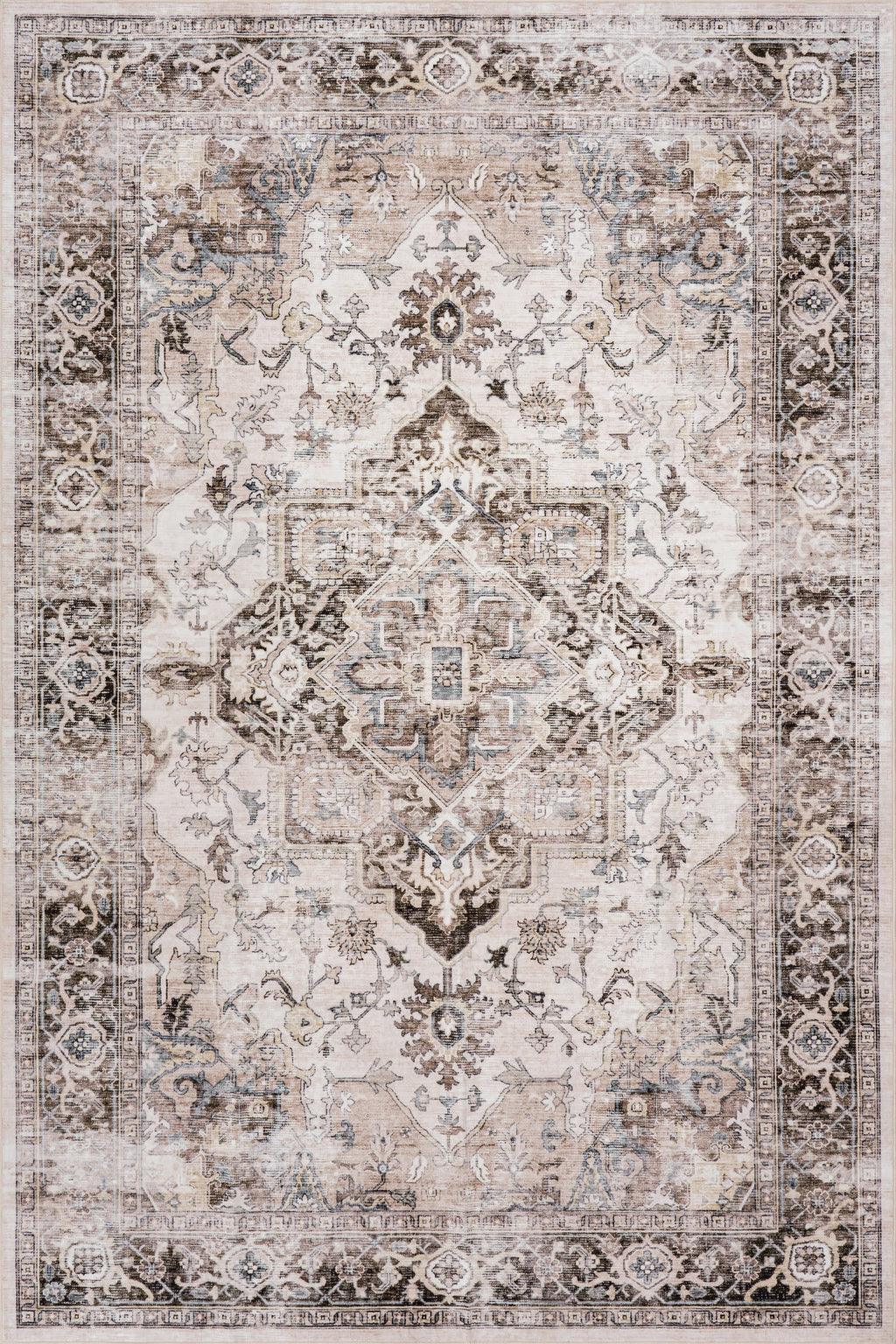 Vanisa Traditional Washable Rug | Beige