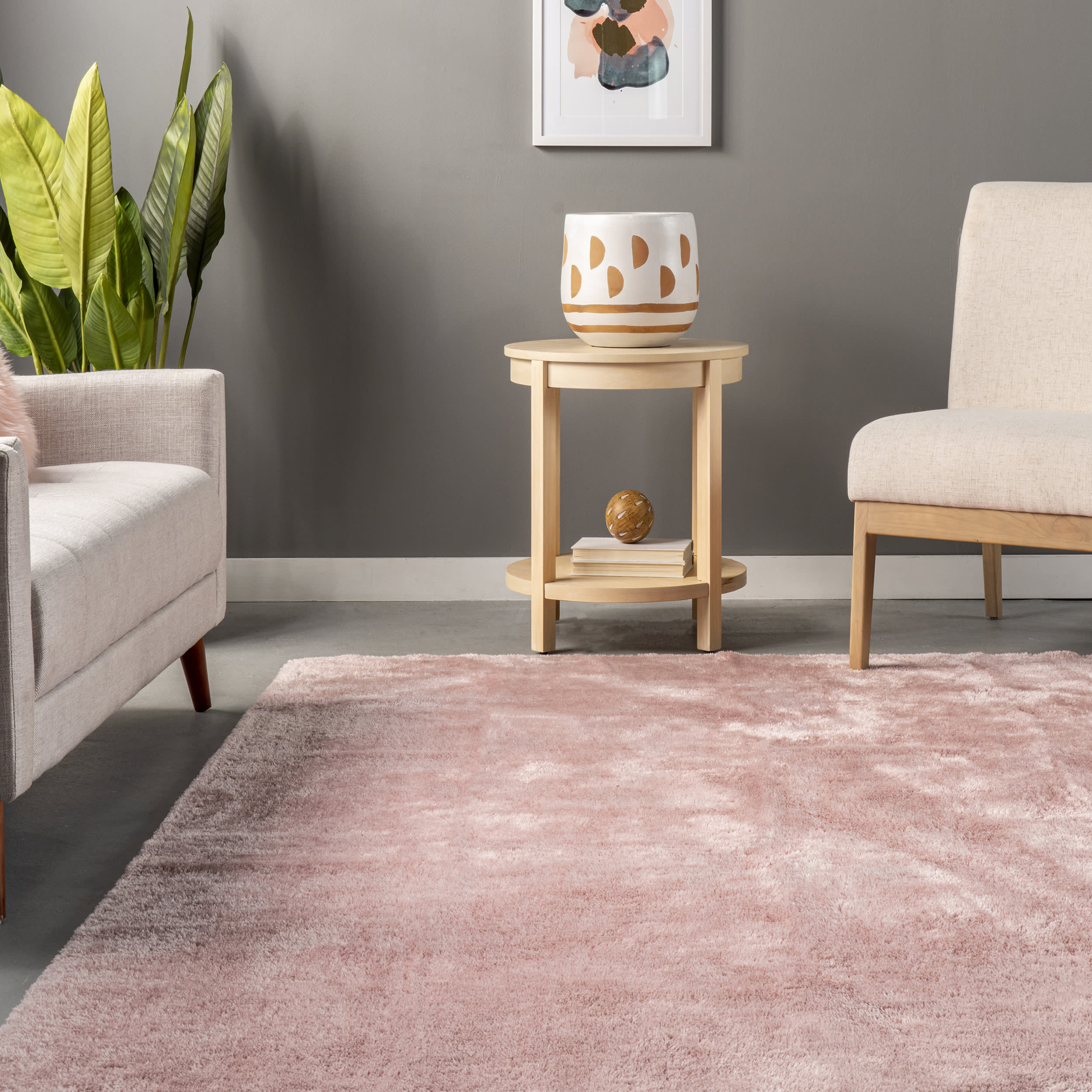 Washable Solid Shag Rug | Pink