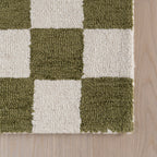 Calina Modern Checkered Indoor Wool Rug | Green