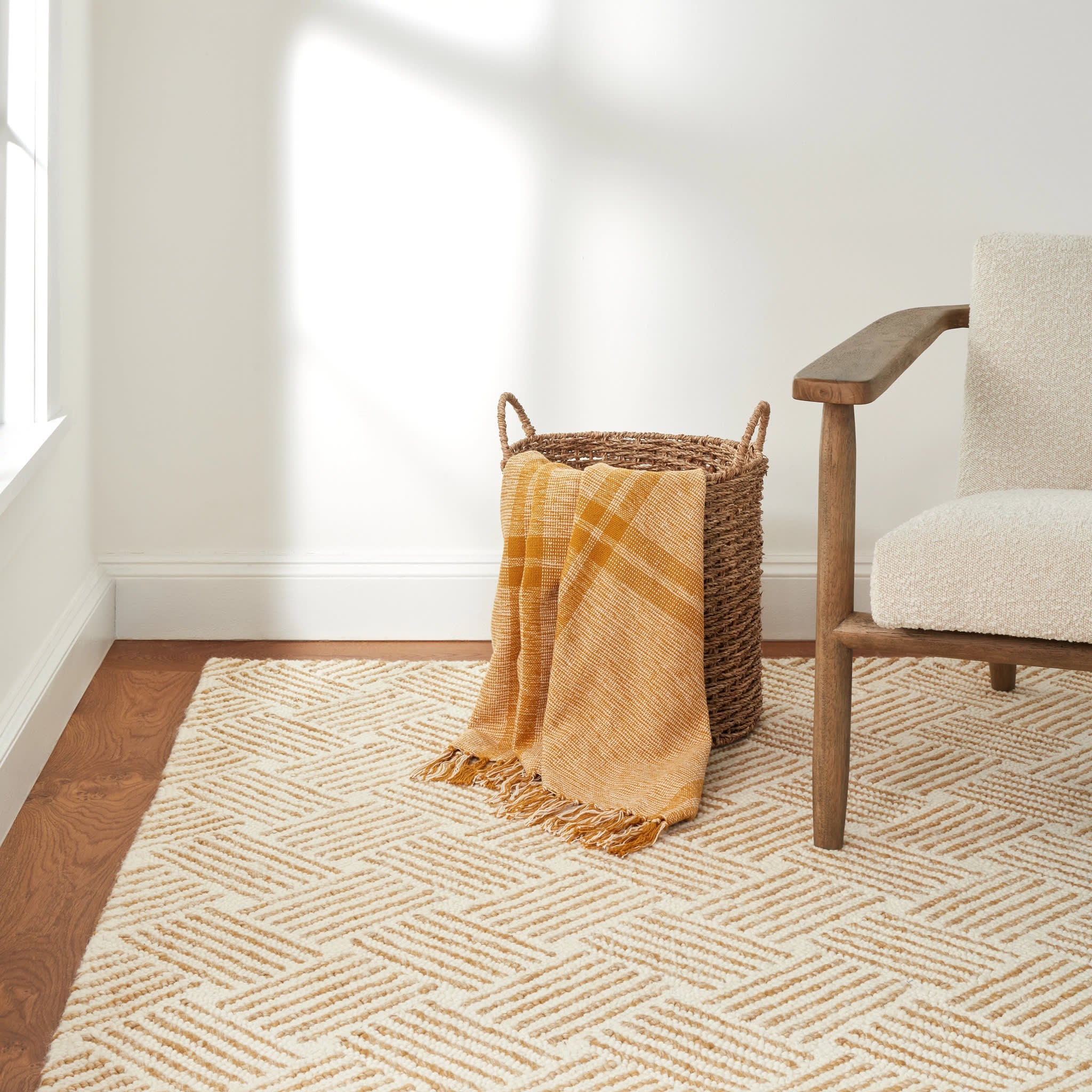 Layers Hand Hooked Wool Rug | Ochre Image principale du produit