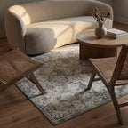 Kinice Traditional Floral Washable Rug | Grey